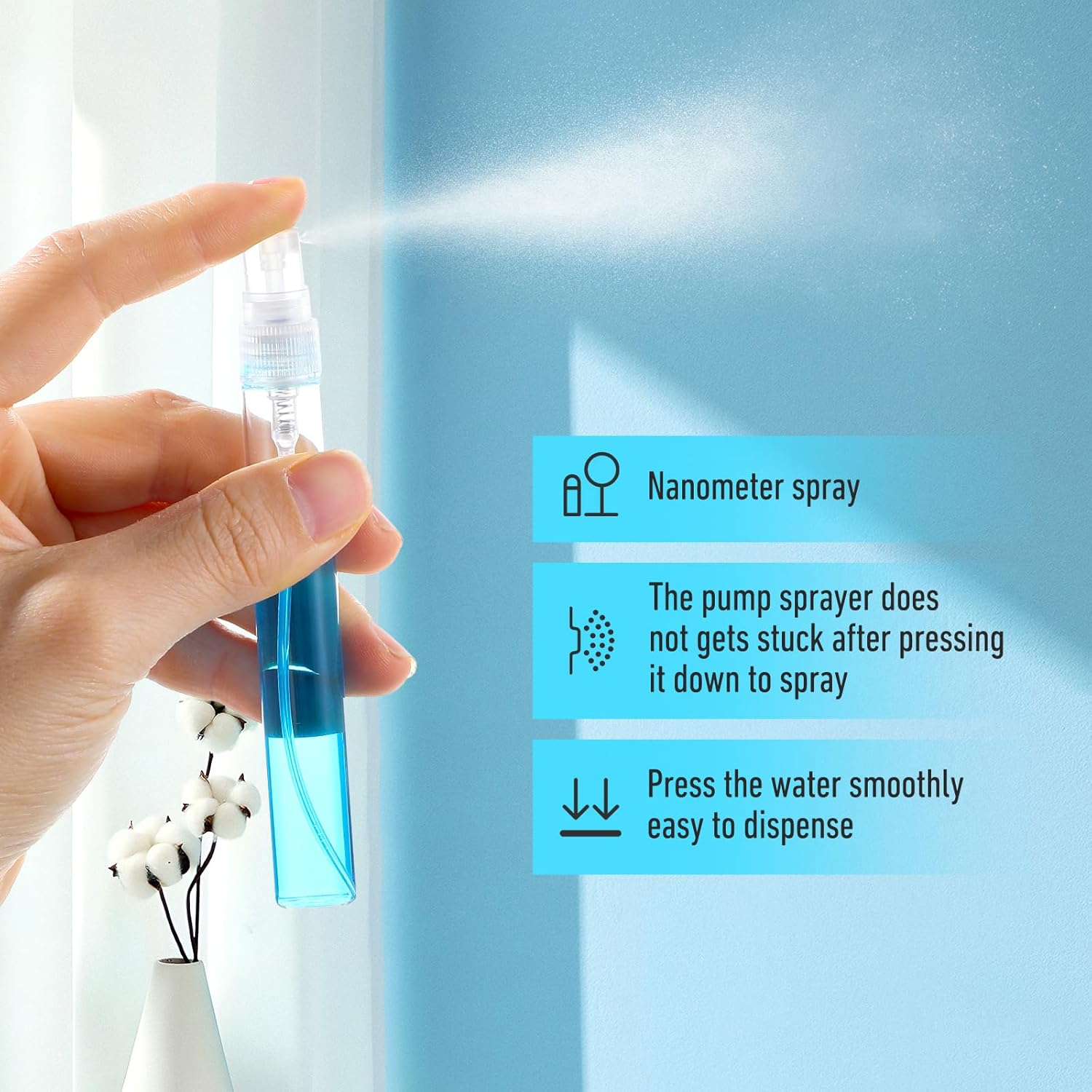 Ptwola Pack of 20 Mini Fine Mist Spray Bottles 10 Ml Perfume Atomiser Glass Clear Spray Bottle Empty Glass Portable Small Travel Container Bottles for Perfume, Personal Care Liquid, Cosmetics image number 2