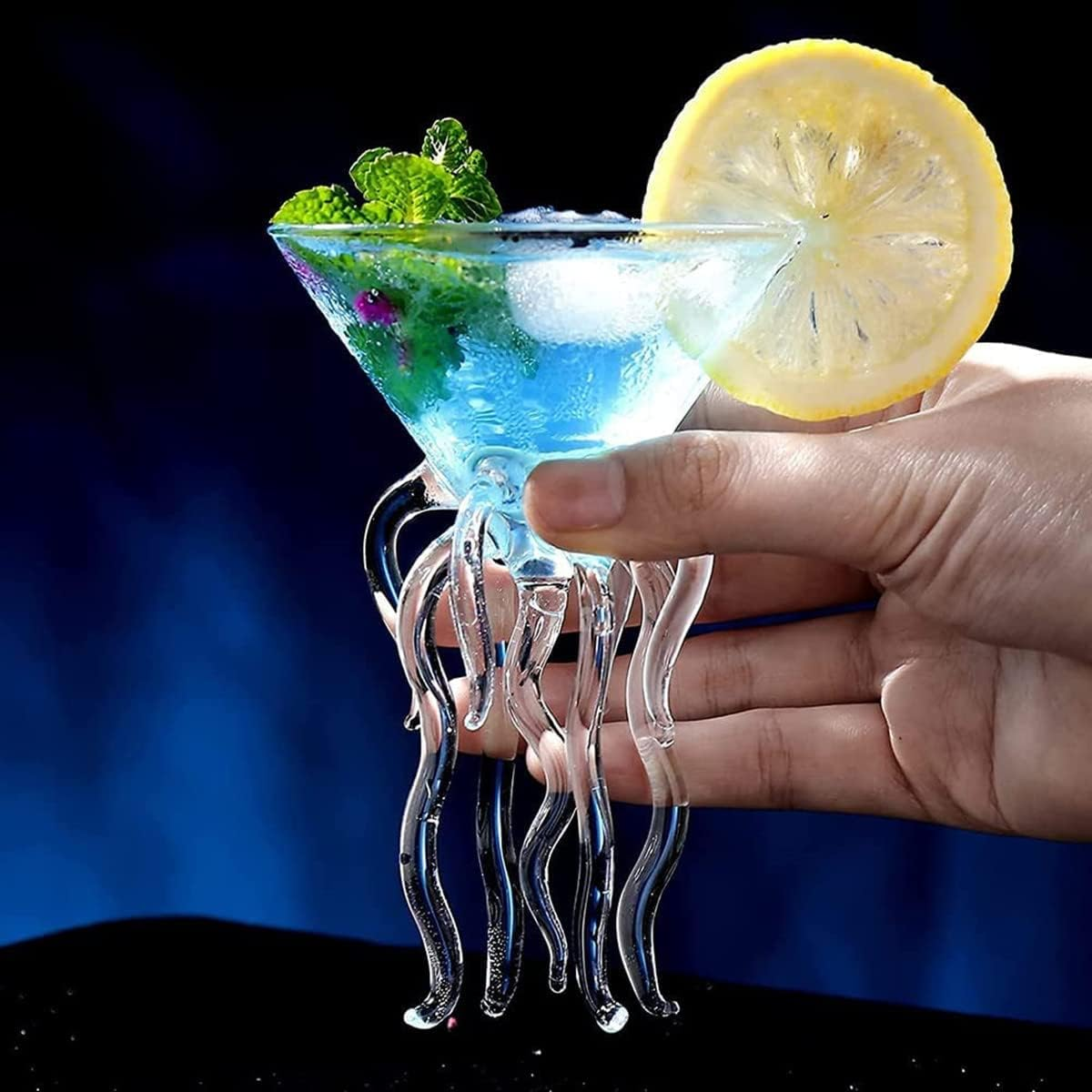 TINGJUNN 2-Piece Set 155ML Creative Octopus Martini Glasses, Cocktail Glasses, Premium Crystal Clear Glasses for Home, Weddings and Celebrations. image number 5