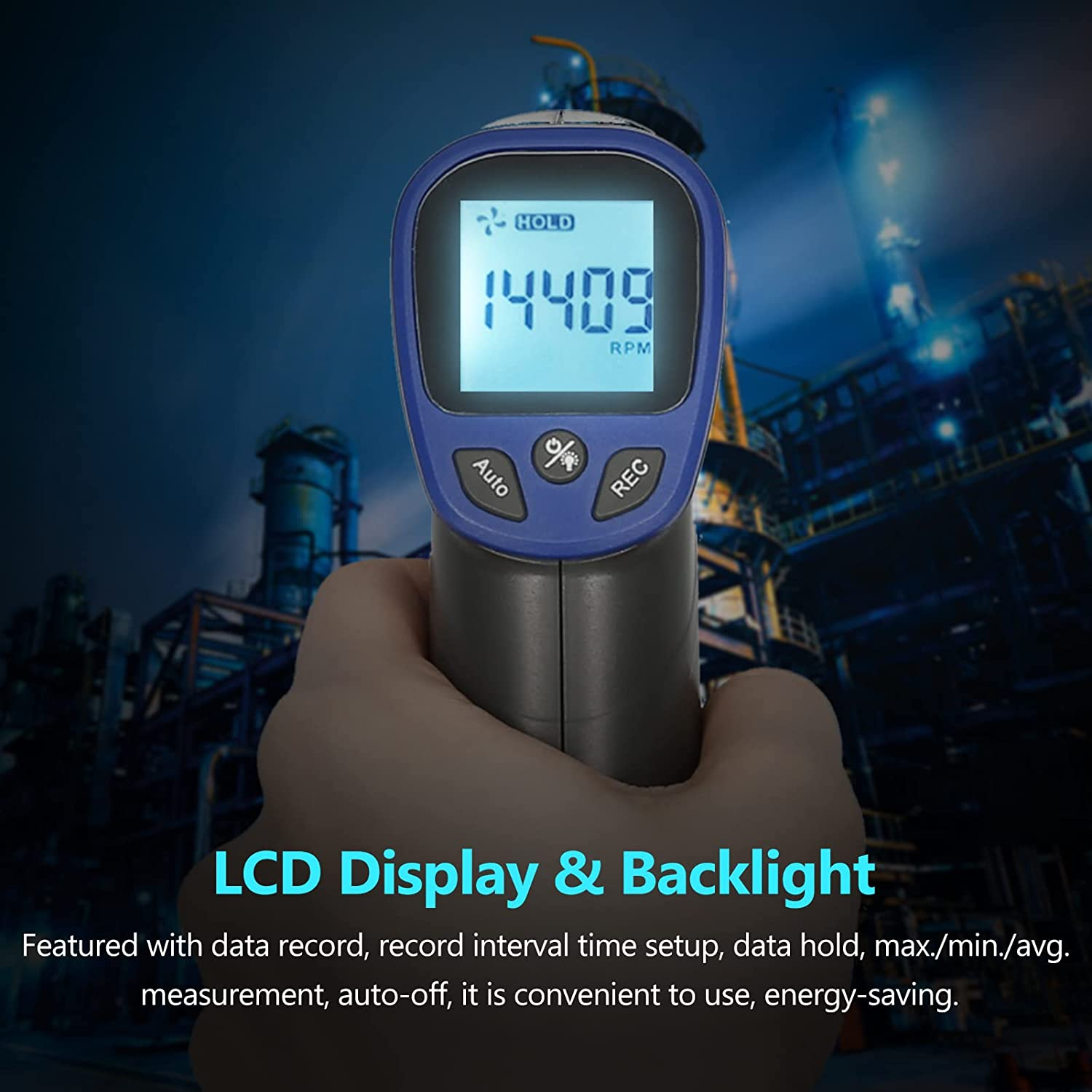 RAYWE Digital Tachometer Tachometer Handheld RPM Meter Speedmeter (2.5-99999RPM Measuring Range) with Backlit LCD Display for Motor Machine Lathe image number 3