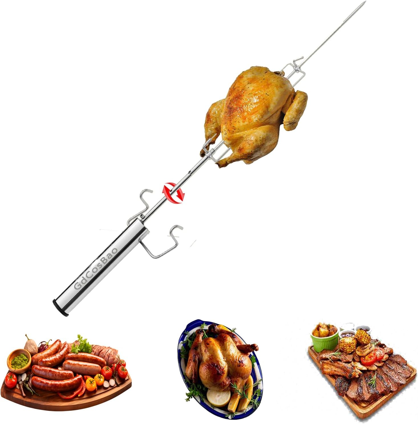 Rotisserie Grill Kit, Grilling Tools, AA Battery Multipurpose Grilling Tools for Outdoor and Backyard image number 2