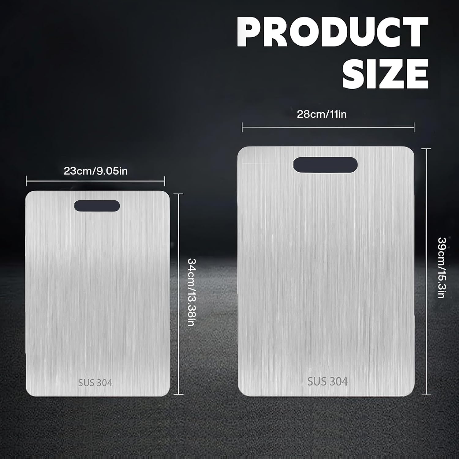 2 Pack Cutting Boards for Kitchen, Stainless Steel Cutting Board, Upgrade Double Sided Board, 304 Stainless Steel Food Grade Cutting Board for Meat Fruit & Vegetable(34&times;23, 39&times;28Cm) image number 5