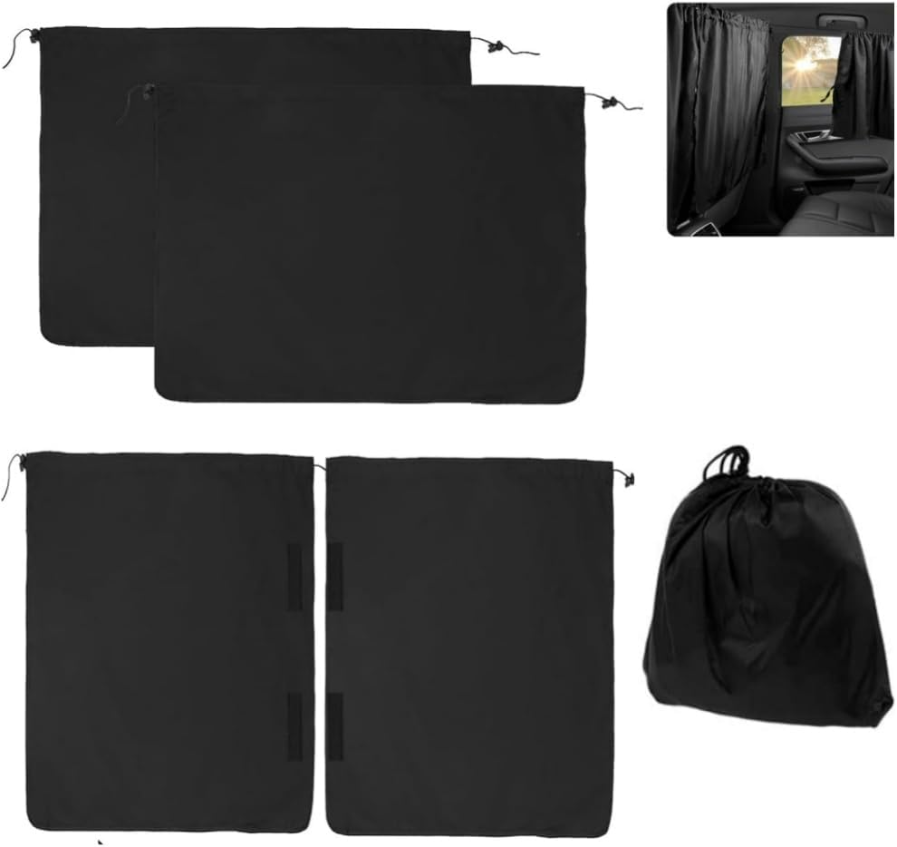 HIDOSNG Set of 3 Car Window Shades, 1 Rear Seat Divider Curtain & 2 Rear Side Window Curtains, 99% Light Blocking Car Curtains, Wide Sedan SUV Sunshade Window Covers for Kids Baby Travel Camping Nap image number 1