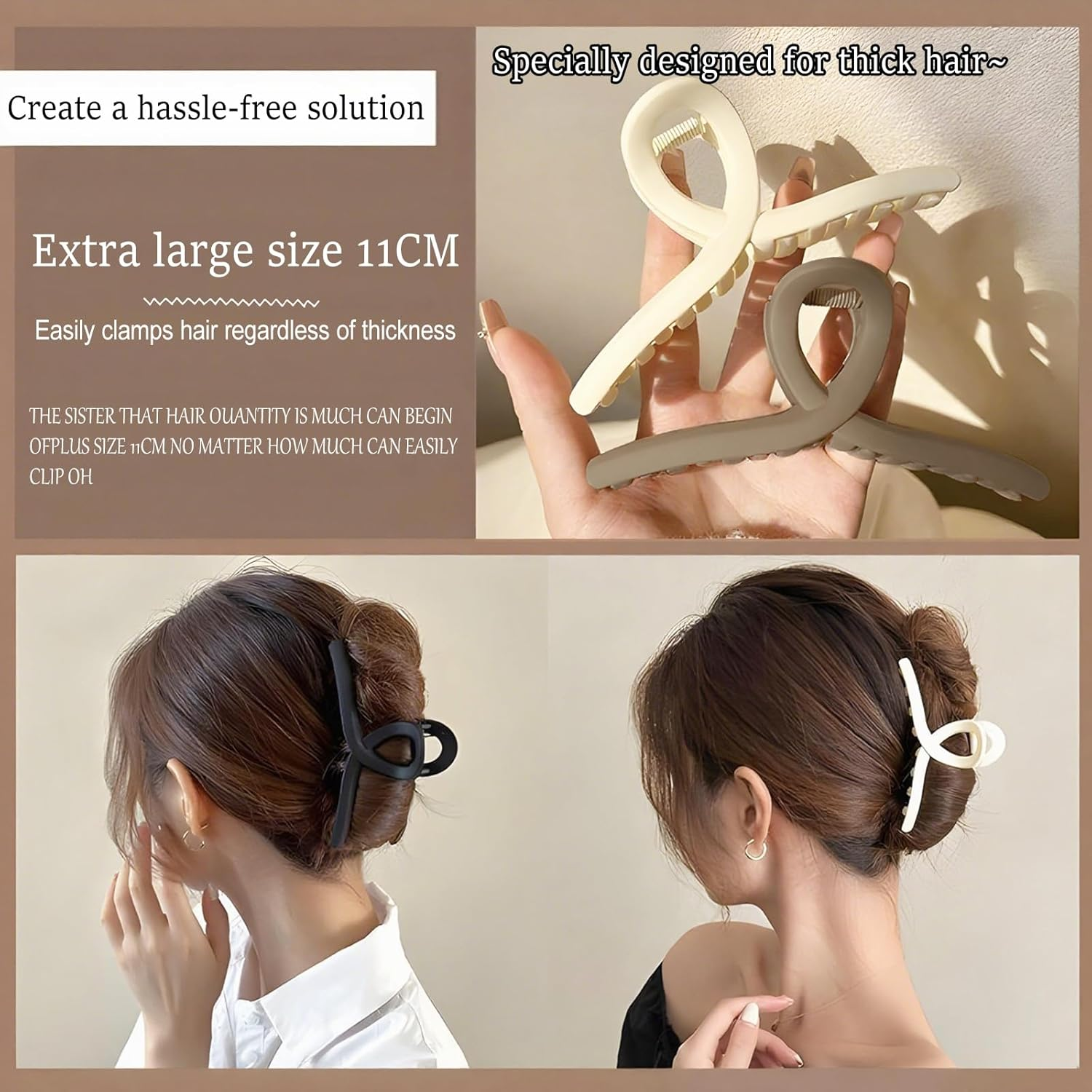 DBAILY Pack of 8 Hair Clips, 11 Cm Large Hair Clips for Long Thick Hair, Hair Styling Accessories for Women Girls, Eight Different Matte Colours image number 5