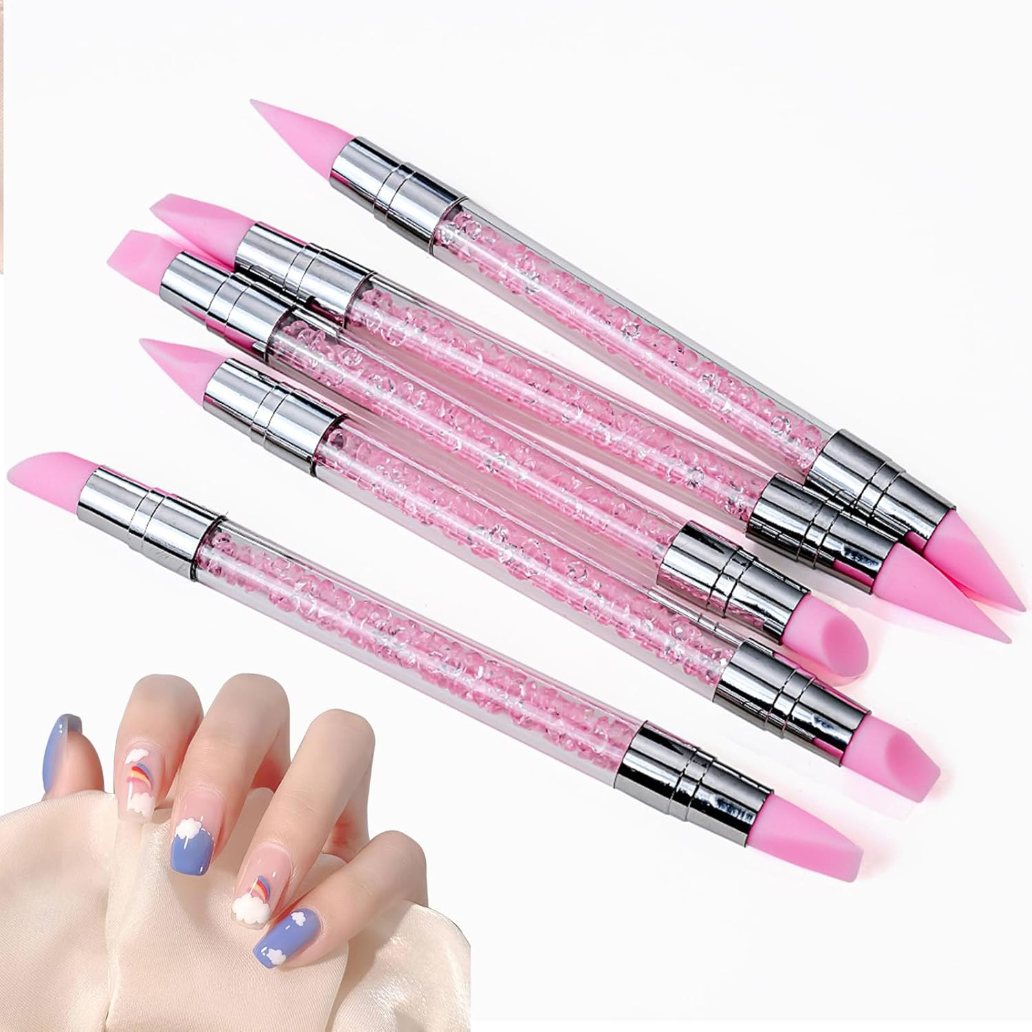 Silicone Tool for Nails, Double Tipped Nail Sculpture Pen, Fingernail Sculpting Tool with Anti-Slip Handle for Sister Wife Friend image number 6