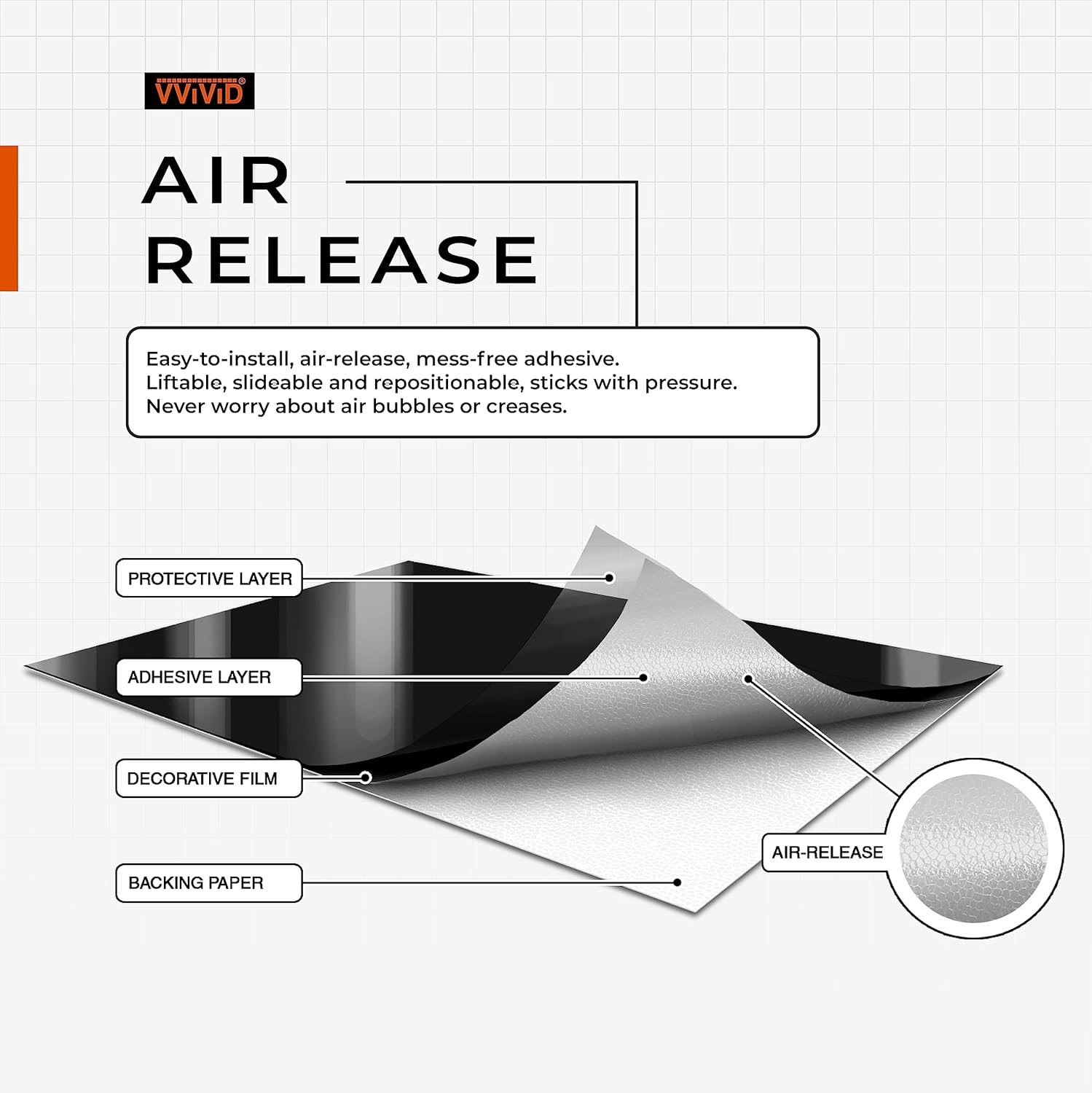 Vvivid Gloss Silver Chrome Air-Release Vinyl Adhesive Tape Roll (1 Inch X 25Ft) image number 2