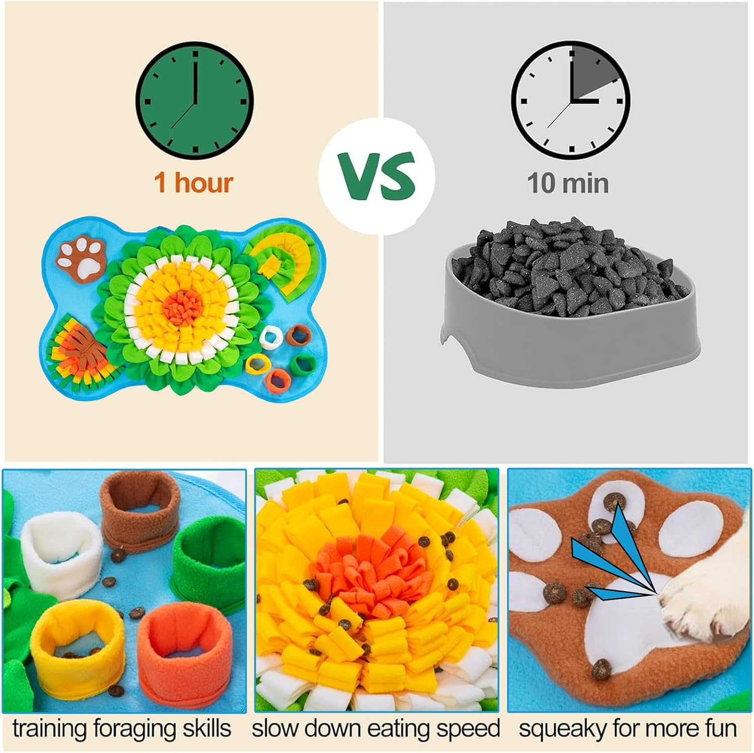 Adpartner Pet Snuffle Mat for Dogs, 25"X17" Interactive Dog Foraging Mat Slow Feeding Pad for Small Medium Dogs, Soft Treat Dispenser Pad Pet Feed Game for Training & Encourage Natural Foraging Skills image number 2