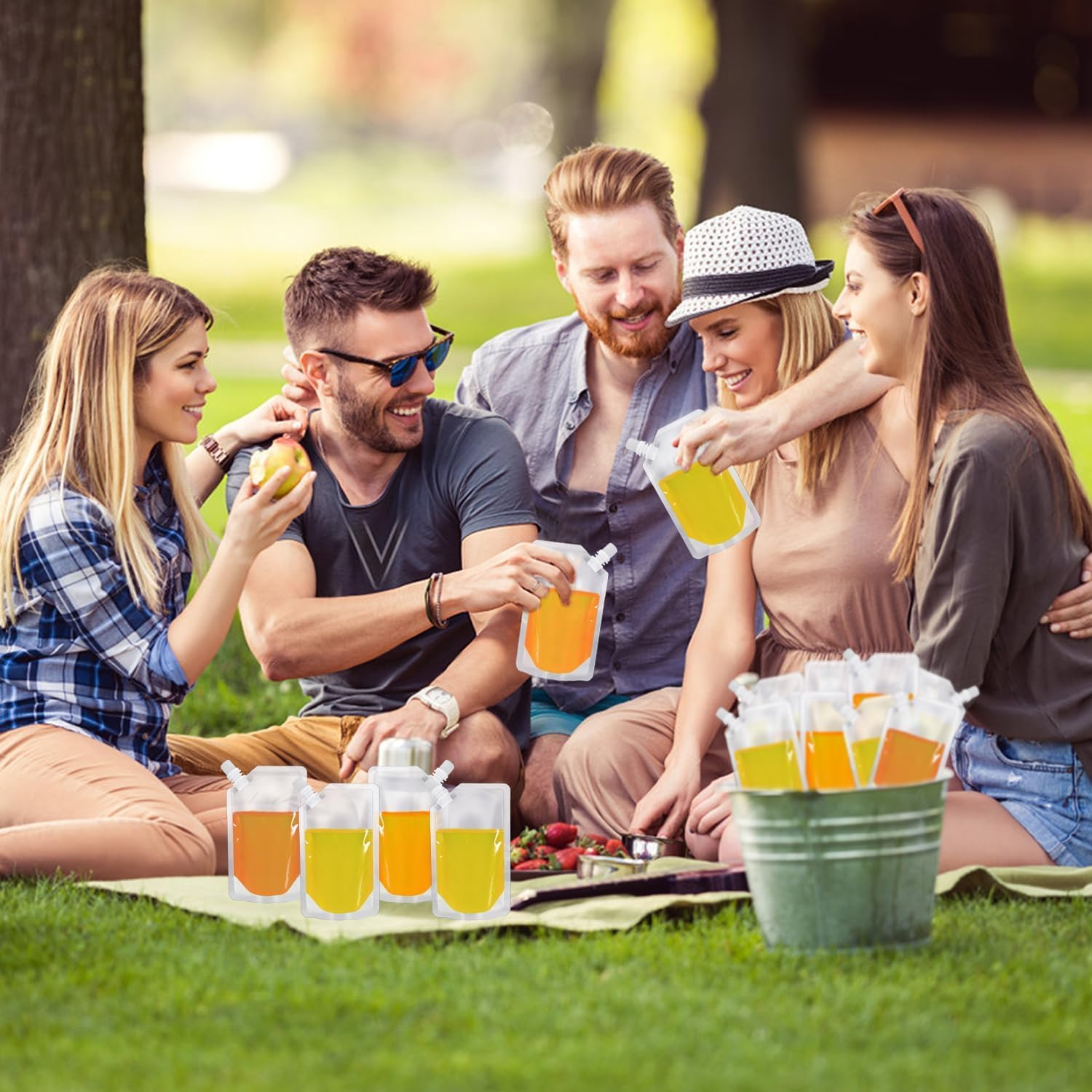 13 Pack Plastic Wine Bottle Bags Bulk Reusable Plastic Beverage Bags Travel Beverage Bags Leakproof Bags Juice Bags with Funnel (300Ml) with Funnel