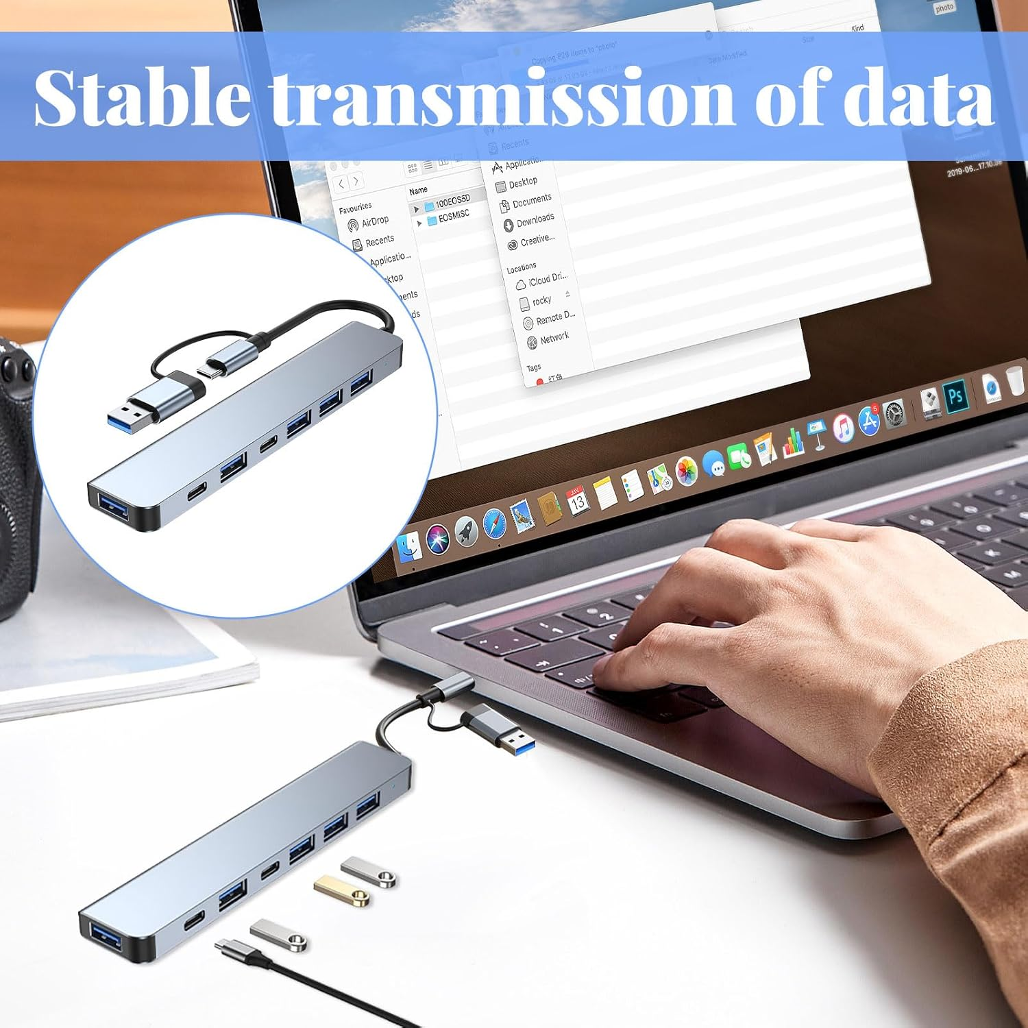 USB C Hub, Powered USB Hub, Usbc Hub, Aluminum 7 in 1 USB Extender, USB 3.0, USB 2.0 Ports for Macbook Pro Air and More Devices, Multiple Usb-Hub Compatible for Macbook,Laptop,Computer,Imac,Ipad image number 3