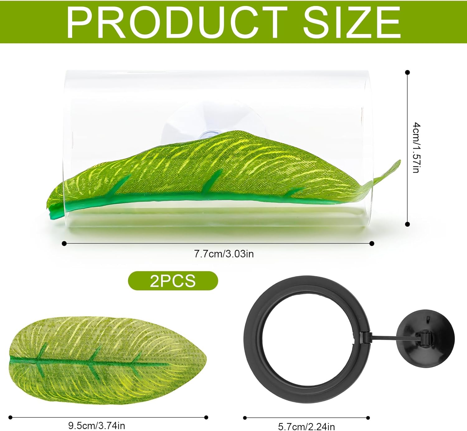 NQEUEPN Betta Fish Tank Accessories, 2Pcs Betta Tunnel & 2Pcs Betta Fish Leaf & round Fish Feeding Ring Fish Toys Betta Fish Natural Habitat Shelter Hideaway Betta Fish Tank Decorations image number 5
