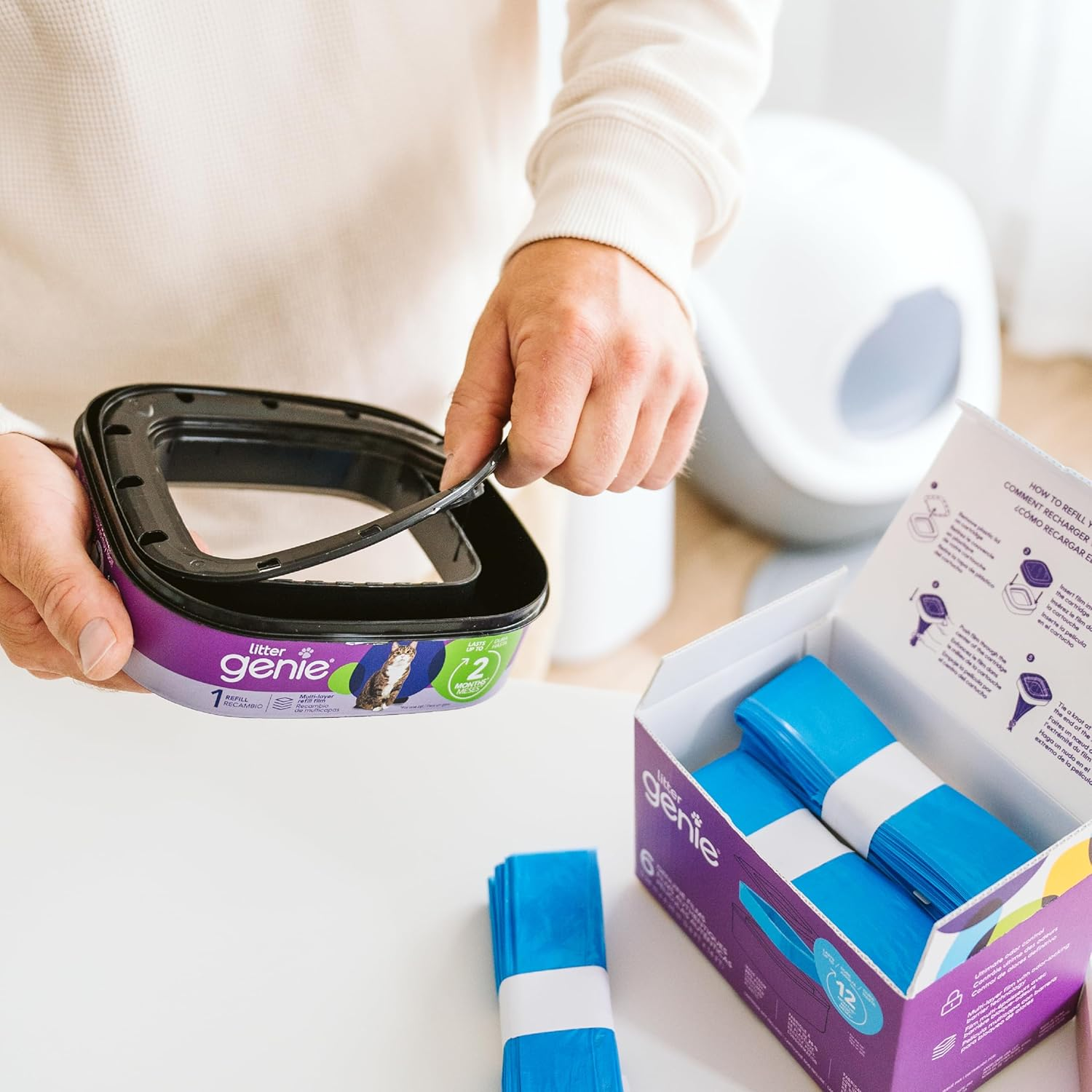 Litter Genie Refill Bags | Stand Alone Genuine Film 6 Pk | Compatible with Litter Genie Standard and Jumbo Refills | Ultimate Odor Control Cat Litter Bags | up to 12 Months of Supply for One Cat