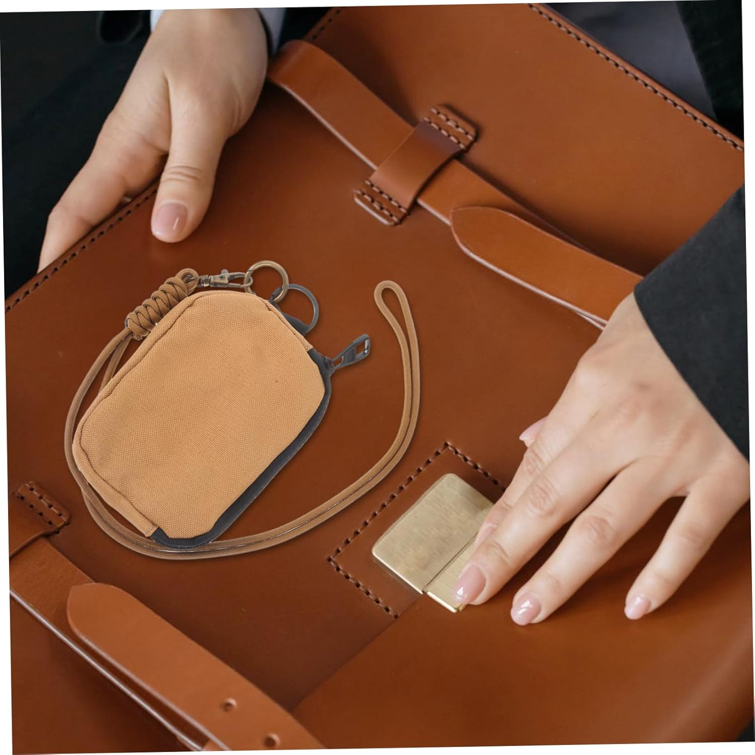 FUNOMOCYA Travel Organizer Bag Lanyard Storage for Earphones Keys Cards Coins Daily Use Essential image number 5