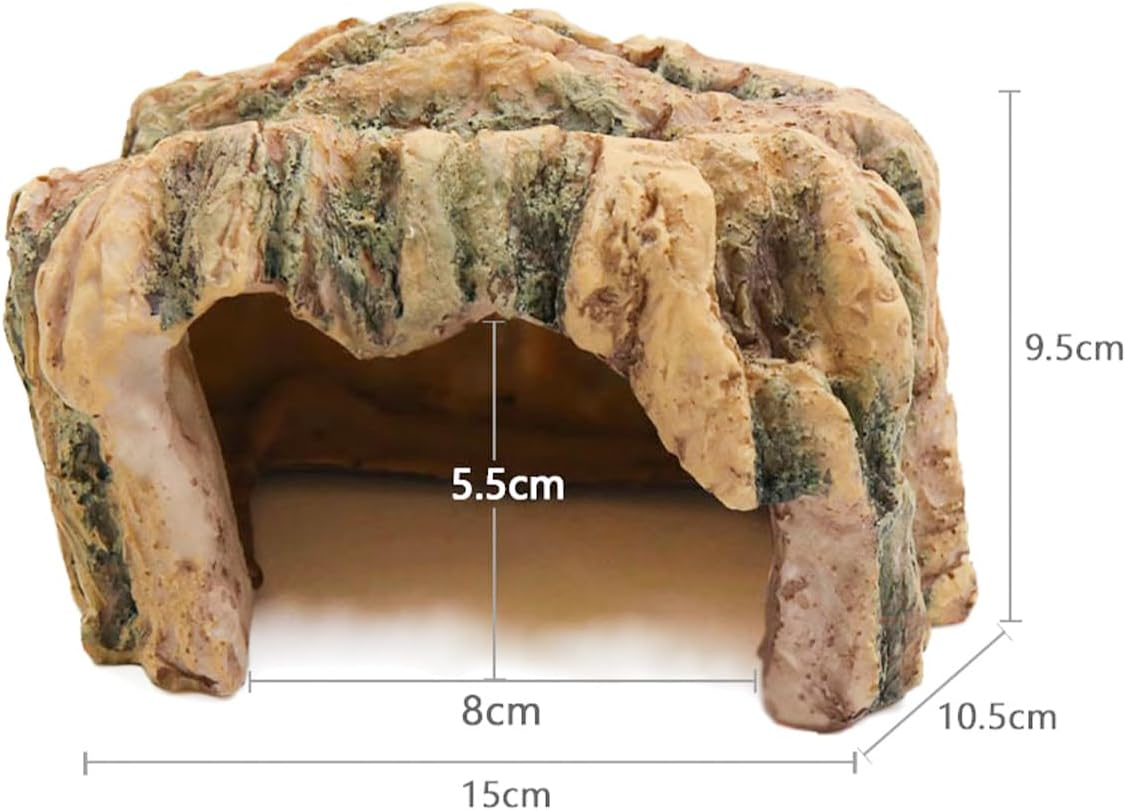NUZAMAS Turtles Fish Hide Cave Fish Hiding Cave Aquarium Decoration Terrarium Stone Hideaway Natural Habitat Ornament for Turtle Gecko Spiders Frogs Lizards