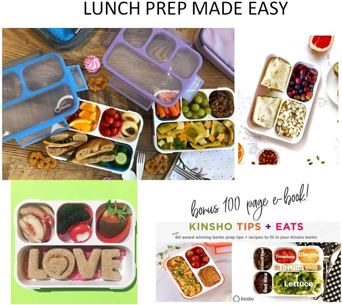 Kinsho Leakproof Bento Lunch Boxes for Teens, Adults, Women, Boys (Blue Purple Large 2 Pack) image number 6