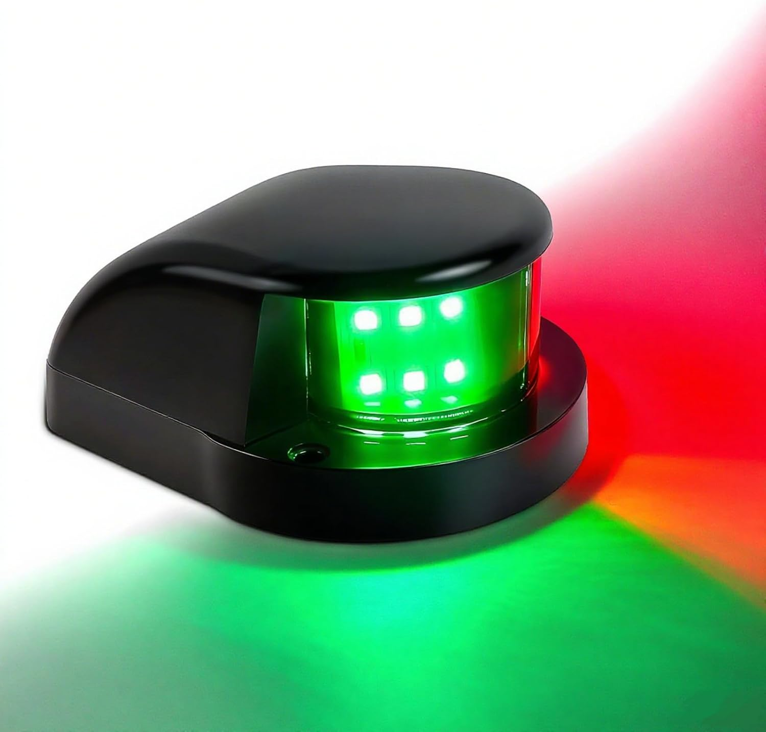 USCG Certified LED Boat Navigation Lights - Red Green Bi-Color Bow Lights, 2 Nautical Mile Visibility, Waterproof Marine Lights for Pontoon, Jon, Bass, Skiff Boats (Black) image number 1