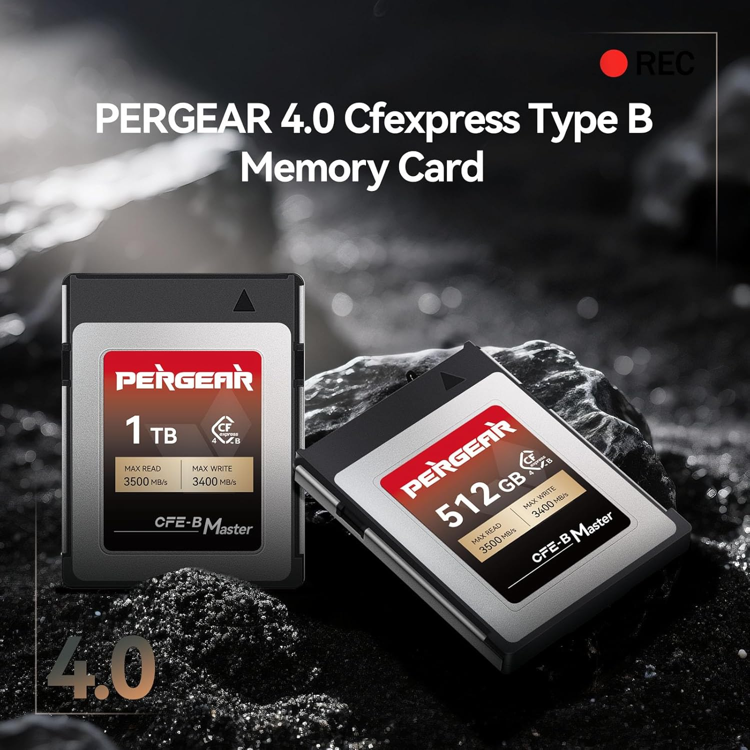 PERGEAR 512GB Cfexpress Type B 4.0 Memory Card, up to 3500Mb/S Max Read Speed and 3400 Mb/S Max Write Speed for Video and Photo, Support 8K RAW Photo and Video Recording 5-Year Warranty