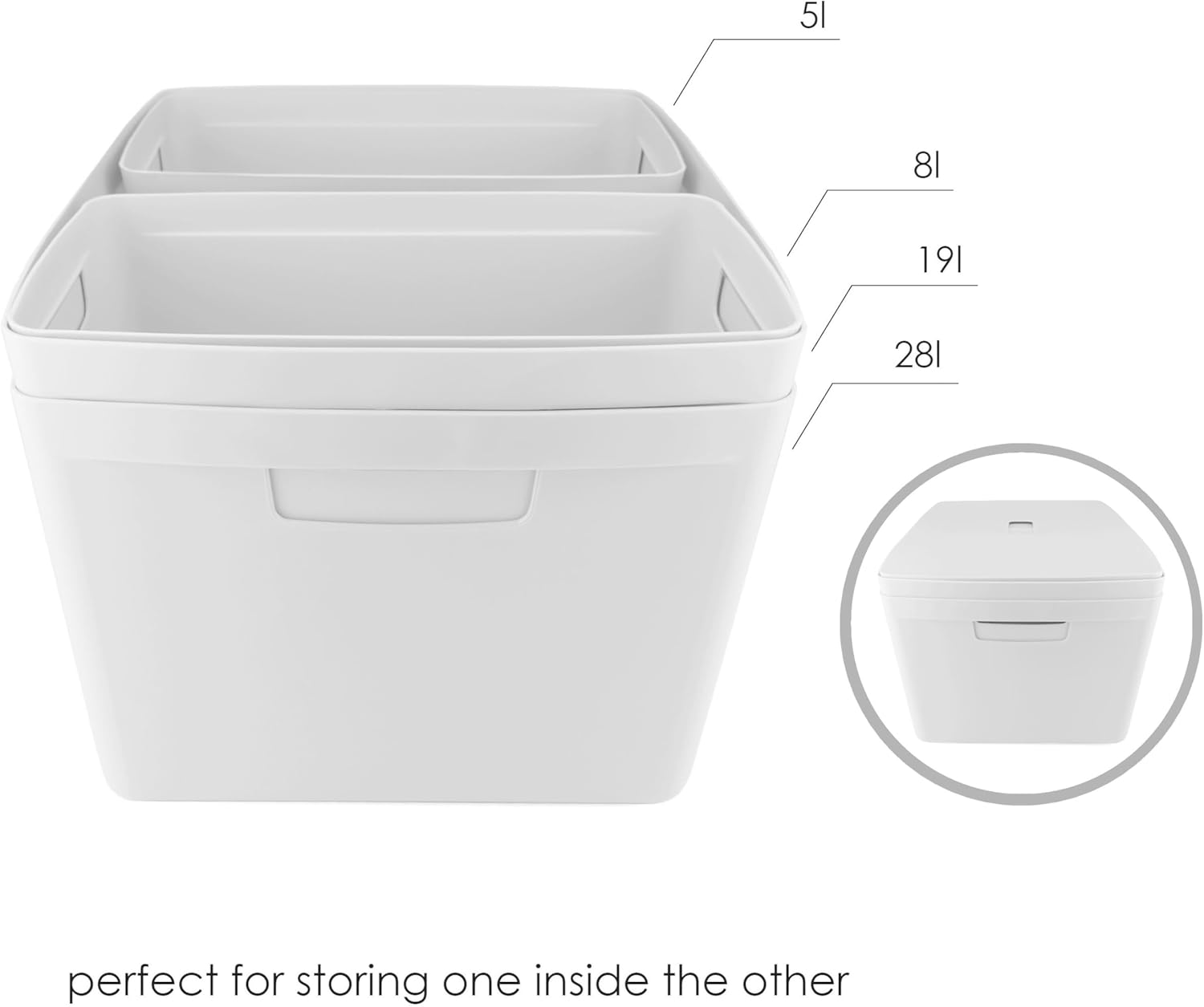 IDEA HOME FLEXISTORE Storage Box 5L &ndash; Durable Organizer with Lid and Handles &ndash; Unbreakable Plastic &ndash; Denim Blue Storage Container for Home and Office image number 4