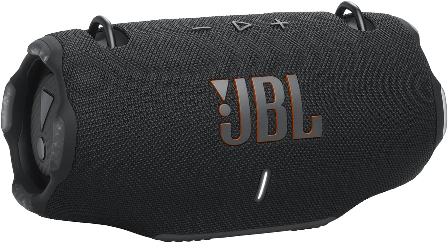 JBL Xtreme 4, Next Level Massive JBL Pro Sound, up to 24 Hours of Playtime plus 6 Hours with Playtime Boost, Convenient Shoulder Strap, AI Sound Boost, Waterproof and Dustproof, Black