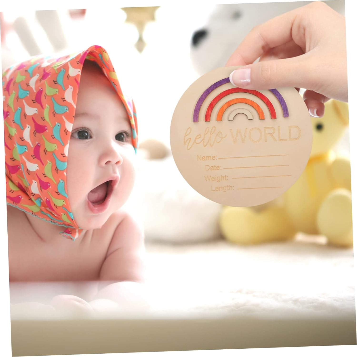 Kisangel Milestone Sign Wooden Monthly Card Newborn Announcement Sign for Photo Props Durable Milestone Circles for Months Thoughtful Present for Parents image number 3