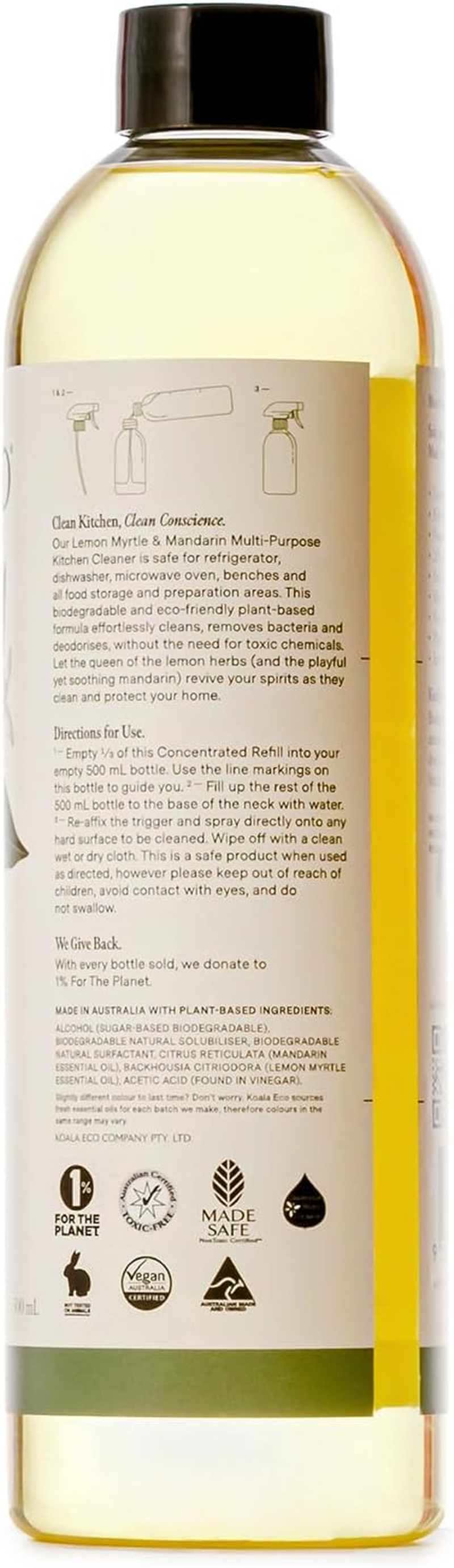 Koala Eco Natural Multi-Purpose Kitchen Cleaner Lemon Myrtle & Mandarin Concentrate, 500 Ml