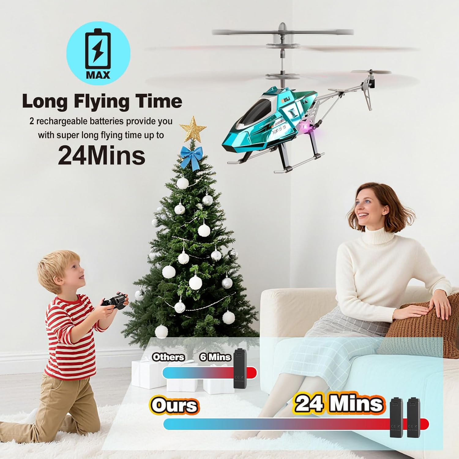 RC Helicopter Remote Control Helicopter, 2.4Ghz RC Plane with LED Lights, One-Key Take Off/Land, Altitude Hold, Easy to Fly, Remote Control Plane Aeroplane Toys Gifts for Kids Boys 8+ image number 3