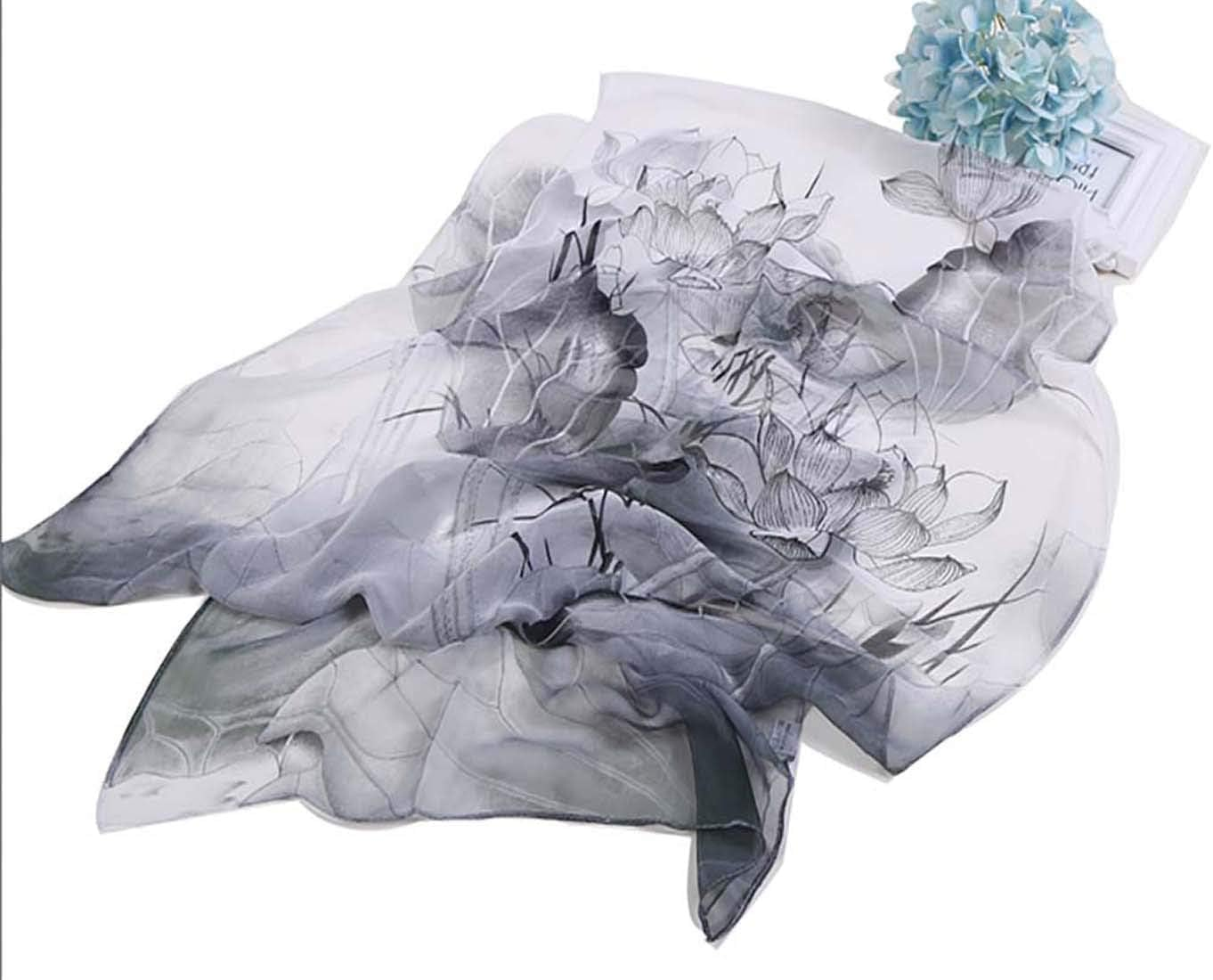 Silk Scarf Fashion Scarves Lightweight Sunscreen Shawls for Women (Black) image number 4