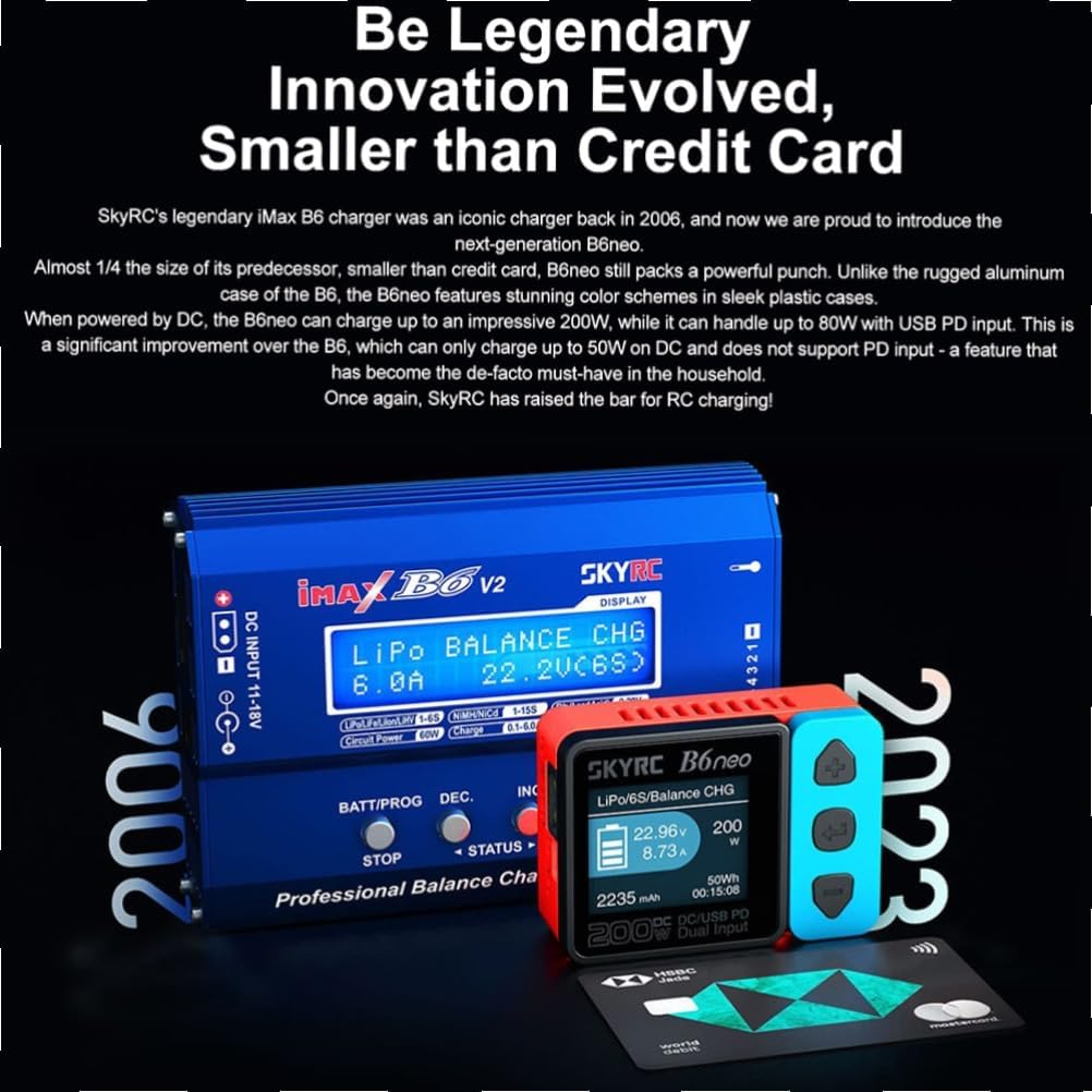 SKYRC B6 Neo Lipo Battery Balance Charger Dis-Charger Life Liion Lihv 1-6Cells Nimh Nicd 1-15Cells Pb 3S 6S DC200W (Without Mains Power Supply) image number 5