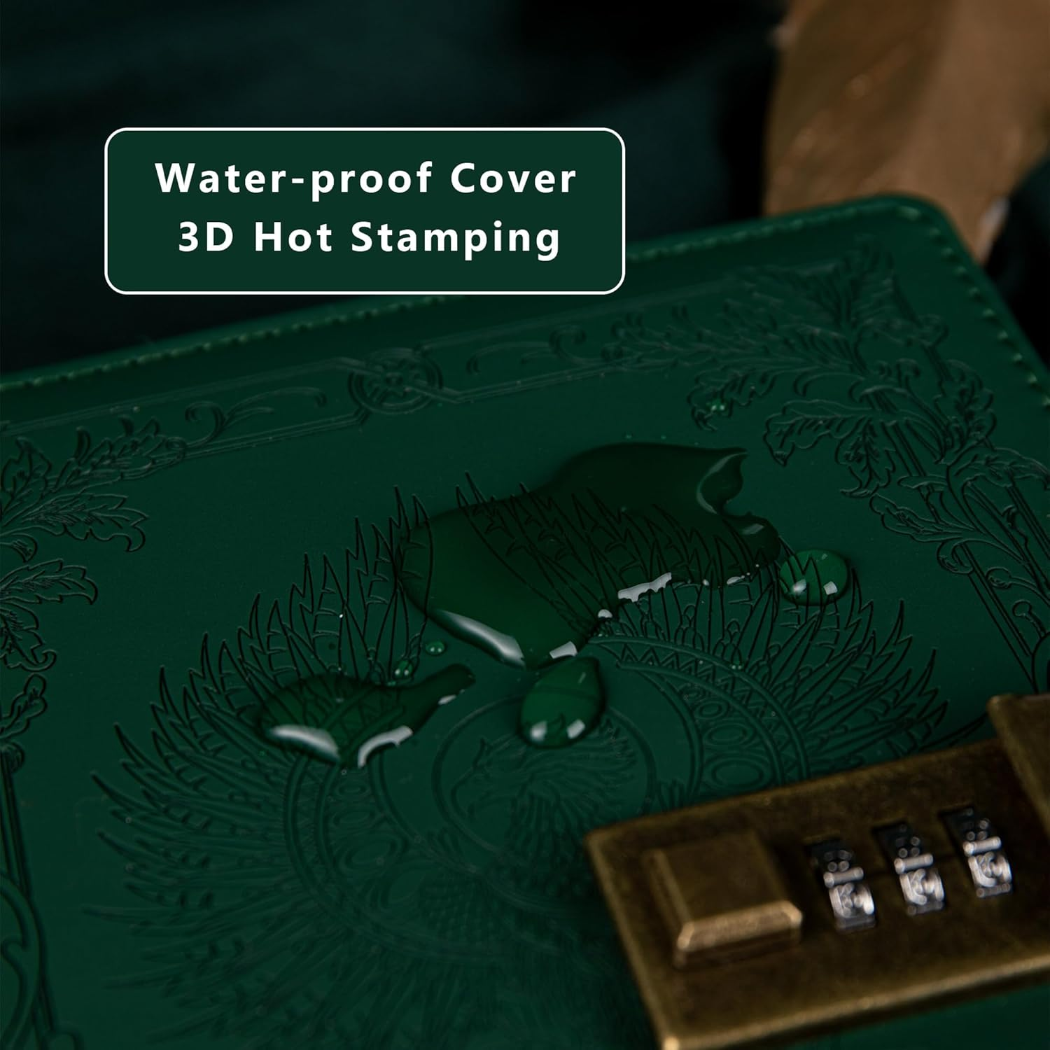 TIEFOSSI Phoenix Journal Notebook with Lock, Vintage Leather Locked Diary, B6 Travel Refillable Ruled Lined Writing Paper, Secret Password Gift Diary for Women Girls Boys (Green) image number 1