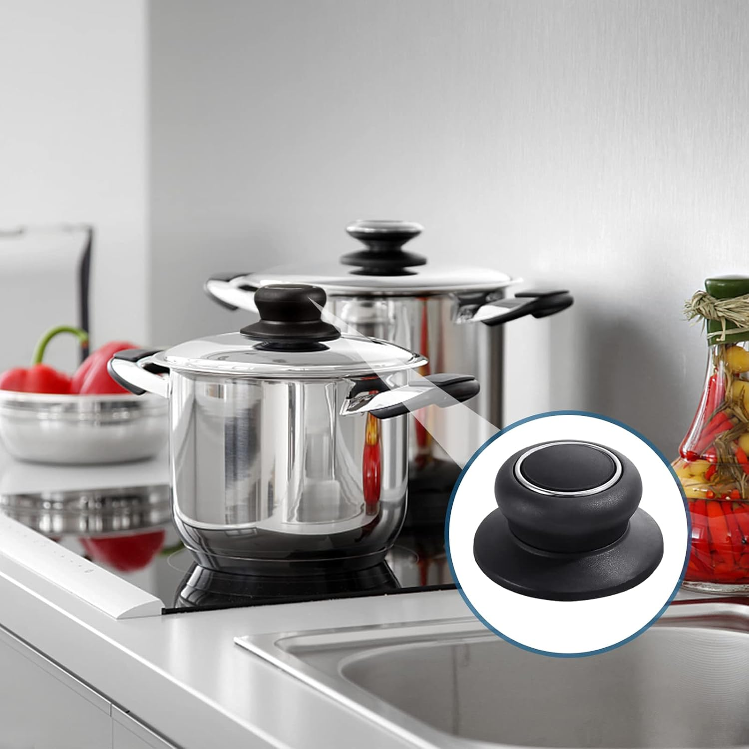 4Pcs Universal Pot Lid Top Replacement Knob,Heat Resistant and Prevent Static Electricity,Easy Installation Kitchen Cookware Replacement Pan Lid Holding Handles. (Black) image number 4