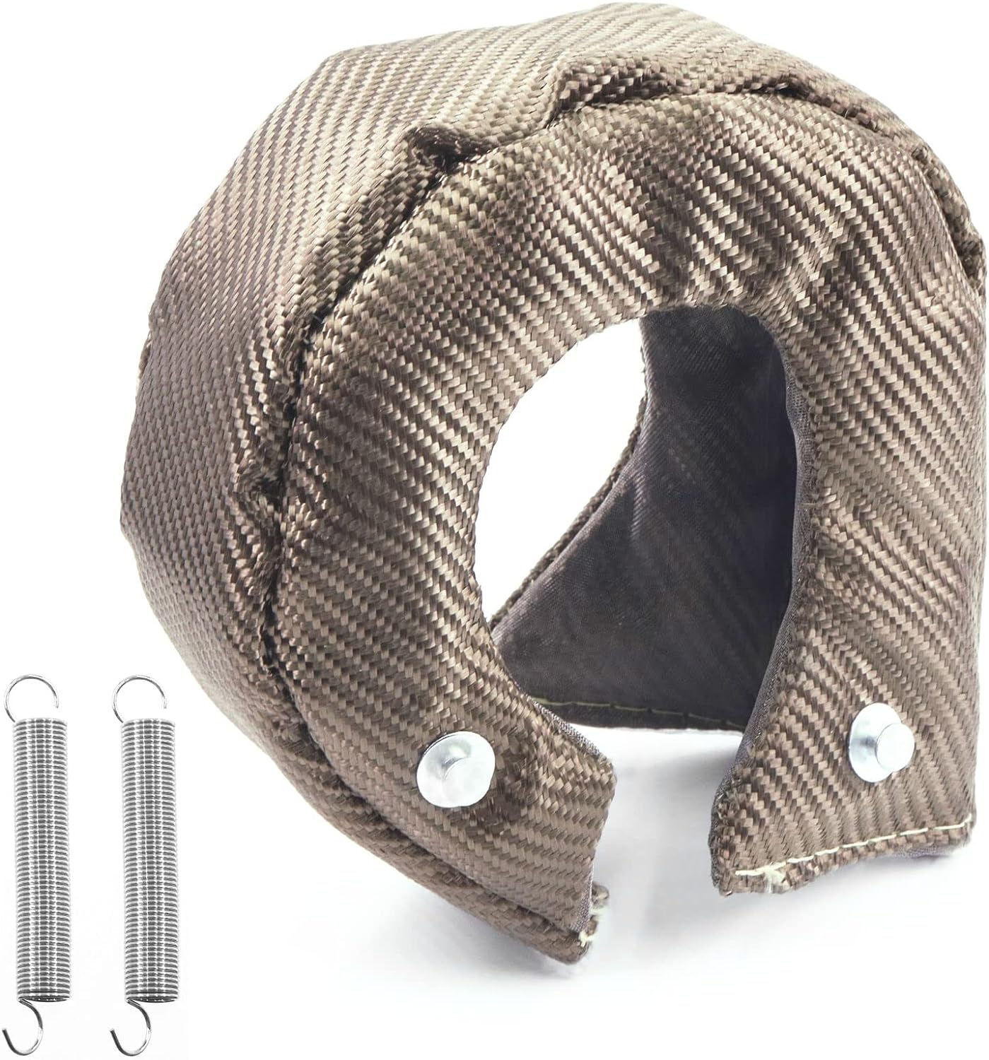 Swpeet 3Pcs T3 Titanium Turbo Heat Shield Blanket and Fastener Springs Assortment Kit, Charger Cover Wrap Heat Shield Barrier Fiber Turbo Blanket Turbocharger Cover Wrap image number 4