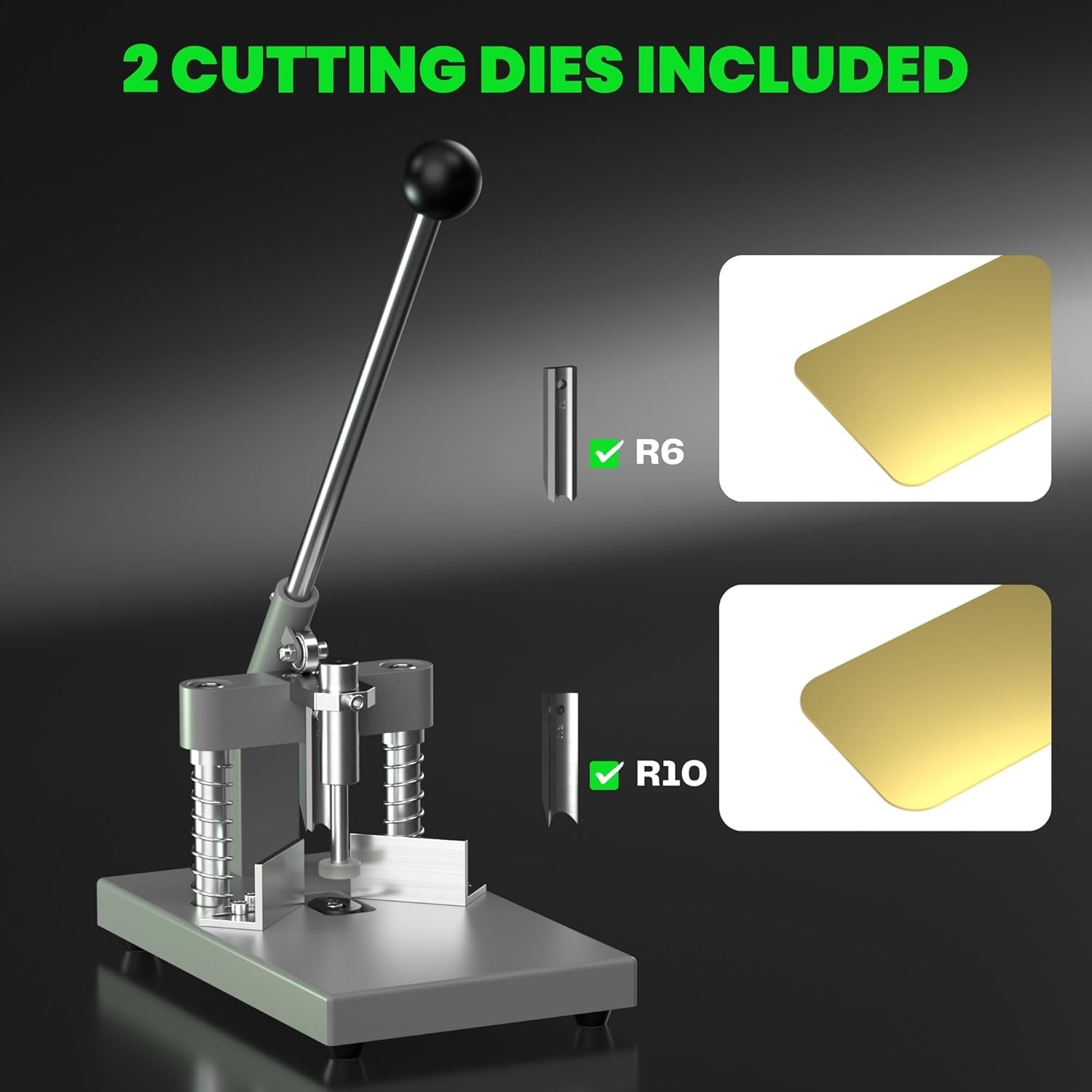 Heavy Duty Corner Cutter, R6Mm/R10Mm Manual Corner Rounder, Adjustable Thickness 30Mm Commercial Corner Punch Machine with Paper Press for PVC ABS Aluminum Sheet Cardstock