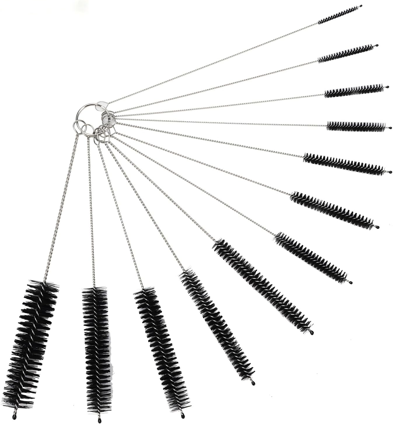 Bultler Rubato Bottle Cleaner Brush Set, 12 Pcs Straw Cleaning Brush, Nylon Tube Brush, Long Cleaning Brush Kit for Small Pipe Bottle, Tumbler, Drinking Glasses, Water Cup, Tea Pot Spout(White)