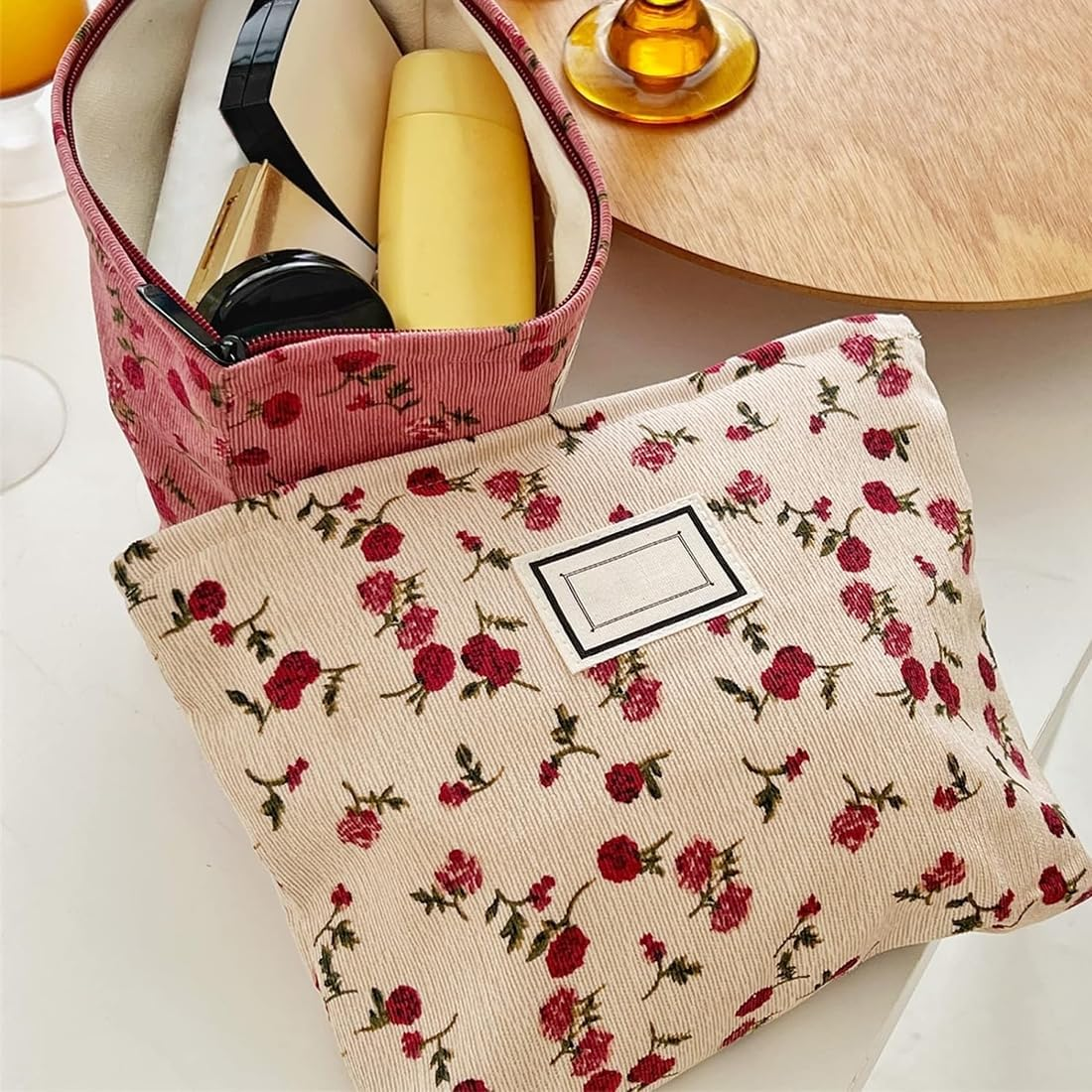 Toiletry Bag, Cosmetic Bag, Make up Bag, Travel Wash Bag, Cosmetic Bag, Corduroy, Large Capacity Cosmetic Bag, Wash Bag, Multifunctional Cosmetic Bag image number 4