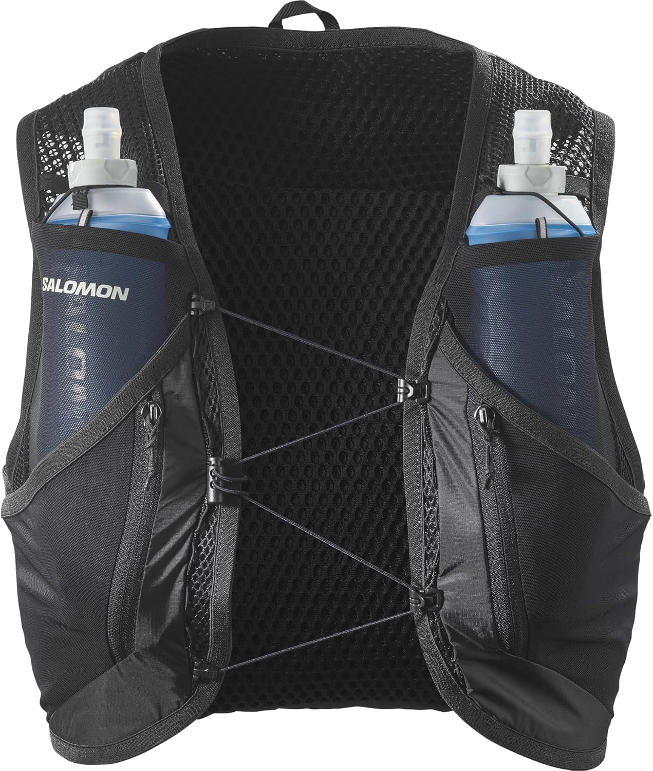 Salomon Active Skin 12 Unisex Running Vest Hiking Trail with Flasks Included, 12L, Easy Hydration, Precision Fit, and Optimized Storage, Black image number 2