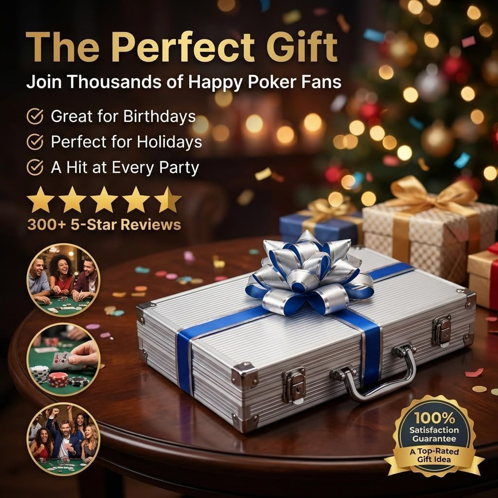 Poker Chips Set with Denominations, 300Pcs 11.5G Weighted Casino Chips, Aluminum Carrying Case, 2 Decks, 5 Dice & Dealer Buttons - for Texas Hold'Em, Blackjack, Family & Party Games image number 5