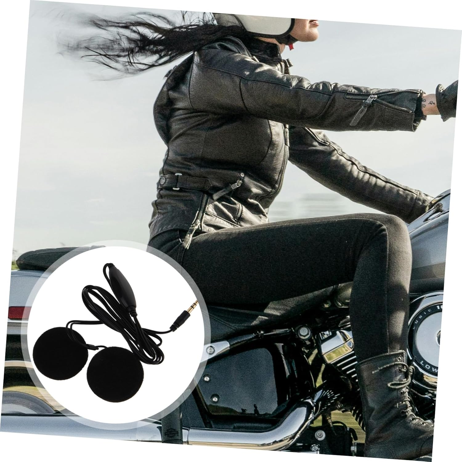 TINEASUR Motorcycle Helmet Earphone with Mic 3.5Mm In-Ear Headset for Outdoor Helmet Communication Gps Navigation Black image number 2