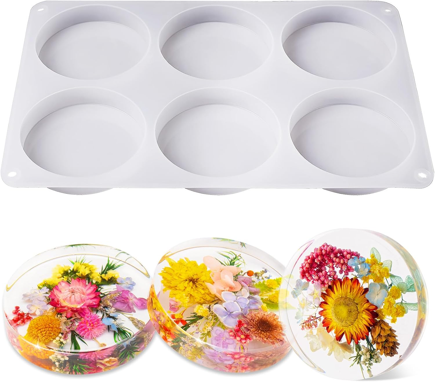 LET'S RESIN Extra Deep Coaster Resin Moulds Silicone, Large 6 Cavity Silicone Moulds for Resin, round Silicone Coaster Moulds for Epoxy Resin, Cups Mats, DIY Craft image number 3