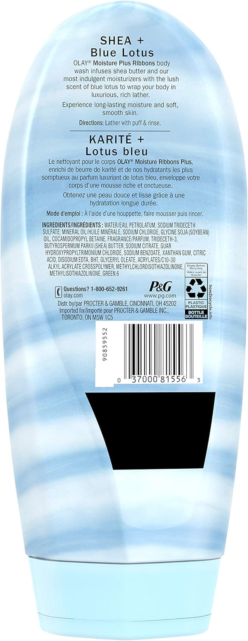 Olay Body Wash for Women, Moisture Ribbons Plus, Deep Conditioning & Moisturizing Formula, Long Lasting Smooth Soft Skin, for All Skin Types, Shea Butter & Blue Lotus Scent, 18 Fl Oz (Pack of 4) image number 5