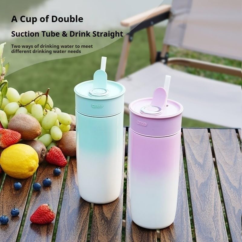Portable Blender for Shakes & Smoothies with 500Ml Travel Cup, Stainless Steel Juicer Cup with Usb Charging - Thermal Insulation, Easy to Clean, Includes 1 Brush & Straw, for Outdoors Travel (Green) image number 6