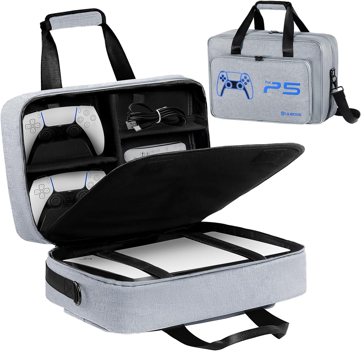 UUBOXS Carrying Case for PS5, Upgrade Protective Travel Bag for PS5/PS5 Pro/Ps5 Slim, Large Capacity Storage Bag Compatible with Playstation 5 Controller Console Accessories