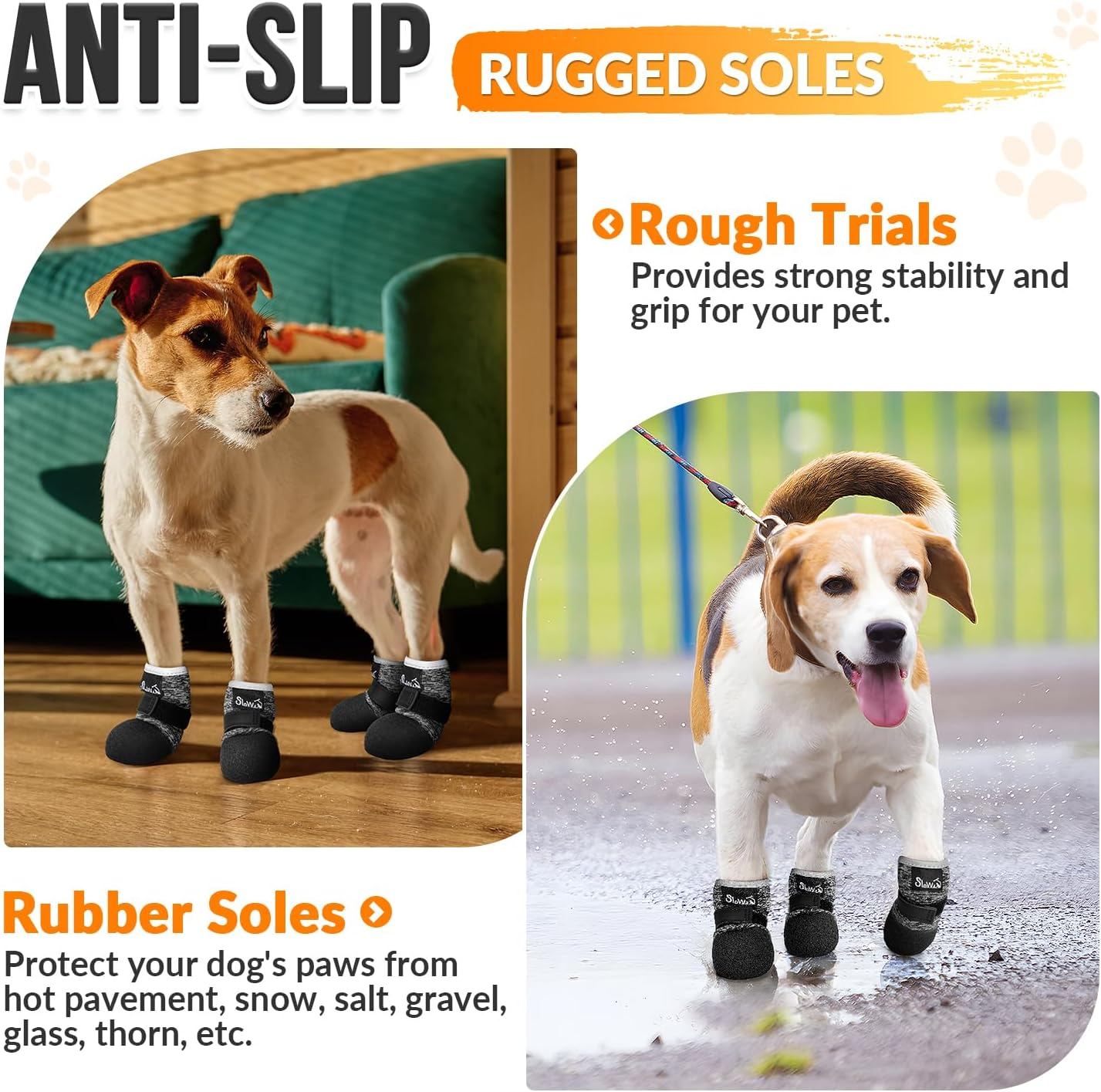 Slowton Dog Shoes - Breathable Dog Sock Shoes for Hardwood Floor Dog Boots with Reflective Stripes for Small to Large Dogs, Outdoor Summer Hot Pavement Waterproof Non-Slip image number 6