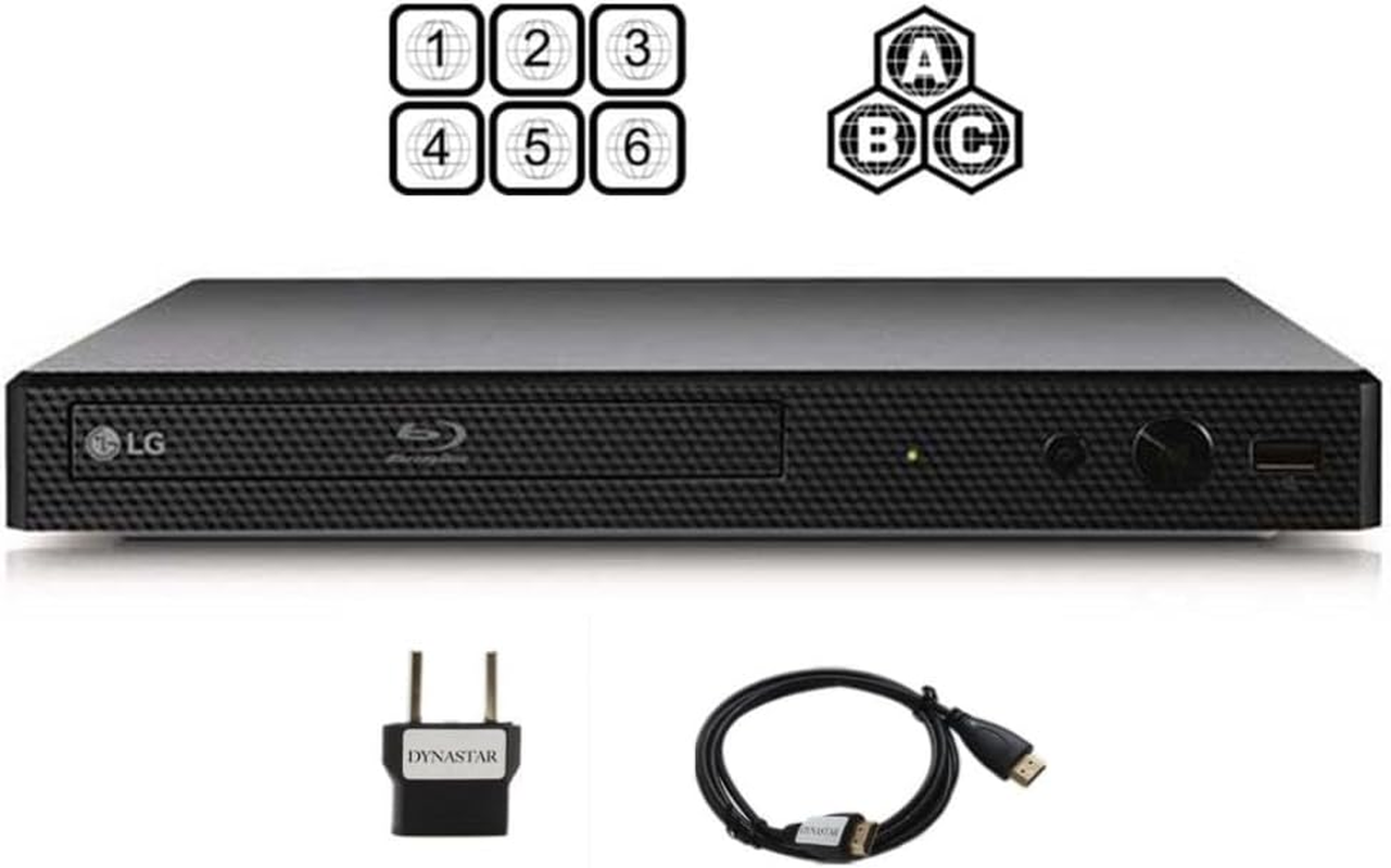LG BP Region Free Blu-Ray Player, Multi Region 110-240 Volts, Dynastar 6 Foot HDMI Bundle