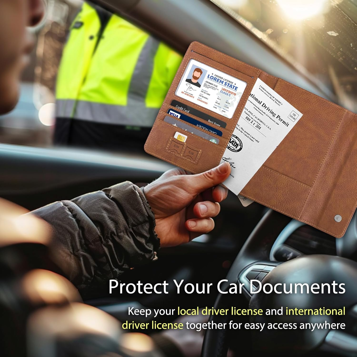 WALNEW Passport Holder for Travel, RFID Blocking Passport Book Wallet Cover Case, PU Leather Travel Essentials Accessories Document Holder, Brown image number 6