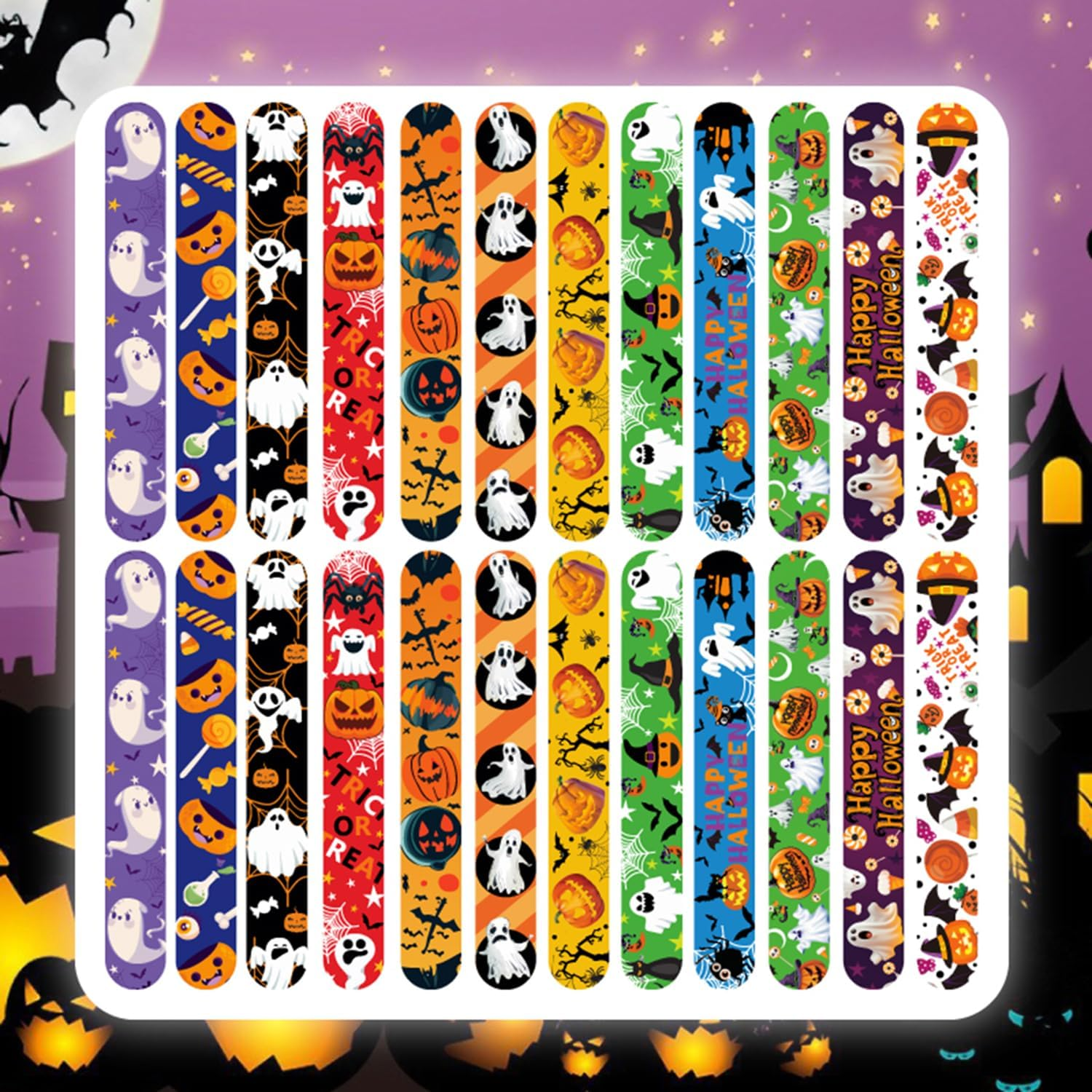 36Pcs/Pack Halloween Slap Bracelets Halloween Party Favors Friendship Bracelets Bulk for Party Supplies Snap Bracelet - Basketball image number 5