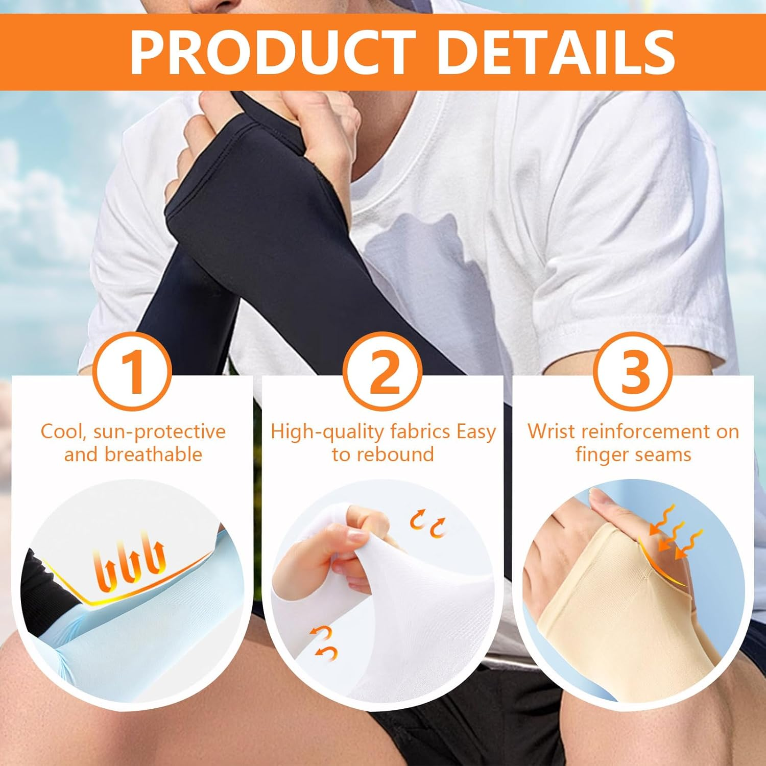 ASTIMESA Sleeves with Thumb Holes, Cooling Sleeves to Cover Arms, Compression Sleeve Shield Protector for Working. image number 5