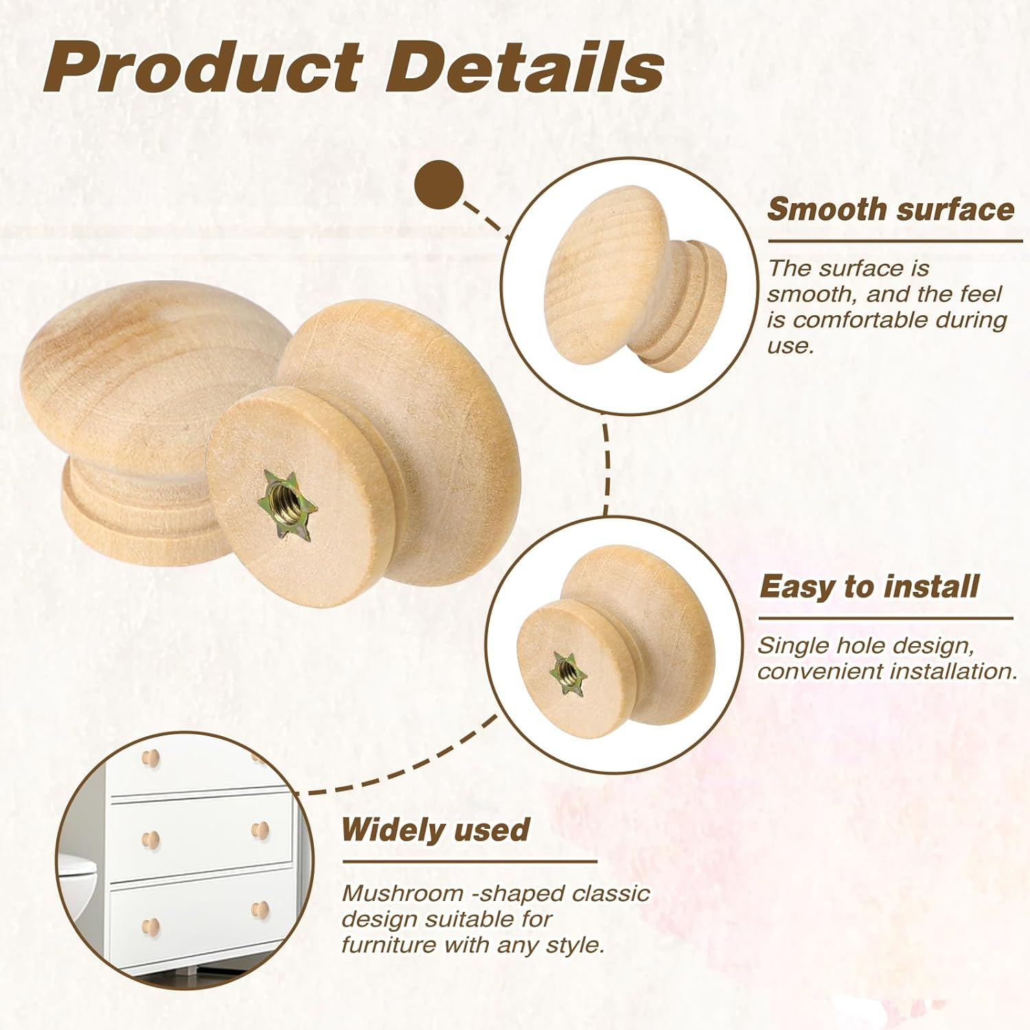 Mozeat Lens 20 Pcs 1.1 Inch round Wood Cabinet Knobs Unfinished Drawer Knobs Wooden Pulls Mini Wooden Drawer Handle Knobs Furniture Drawer Knobs Pulls Handles for Dresser image number 4