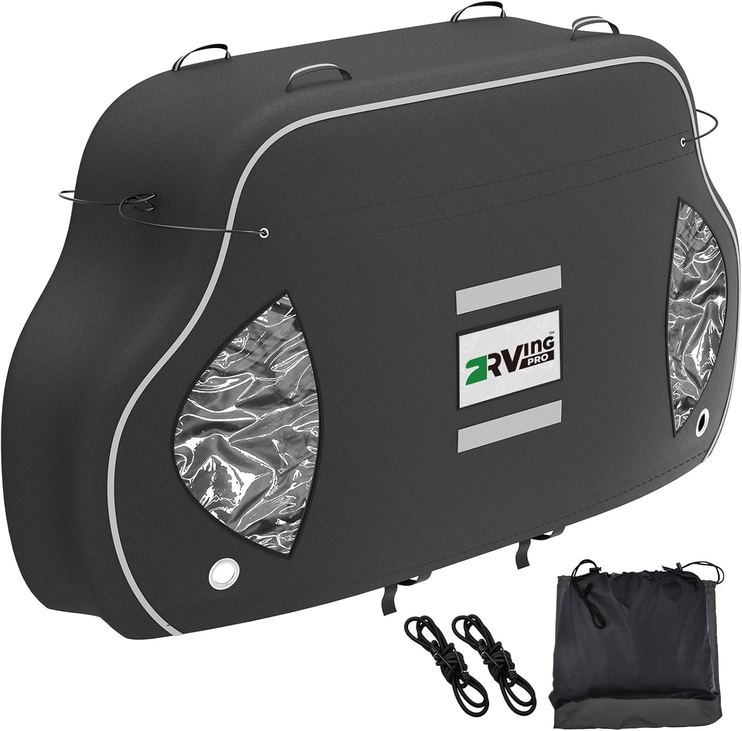 RVINGPRO Bike Cover for Transport on Rack - Bike Cover for 1 Bike on Rear Bike Rack, 600D Oxford Bicycle Cover Waterproof Outdoor Storage or Transportation for RV/ SUVS, with 2 Bungee Cords (L) image number 3