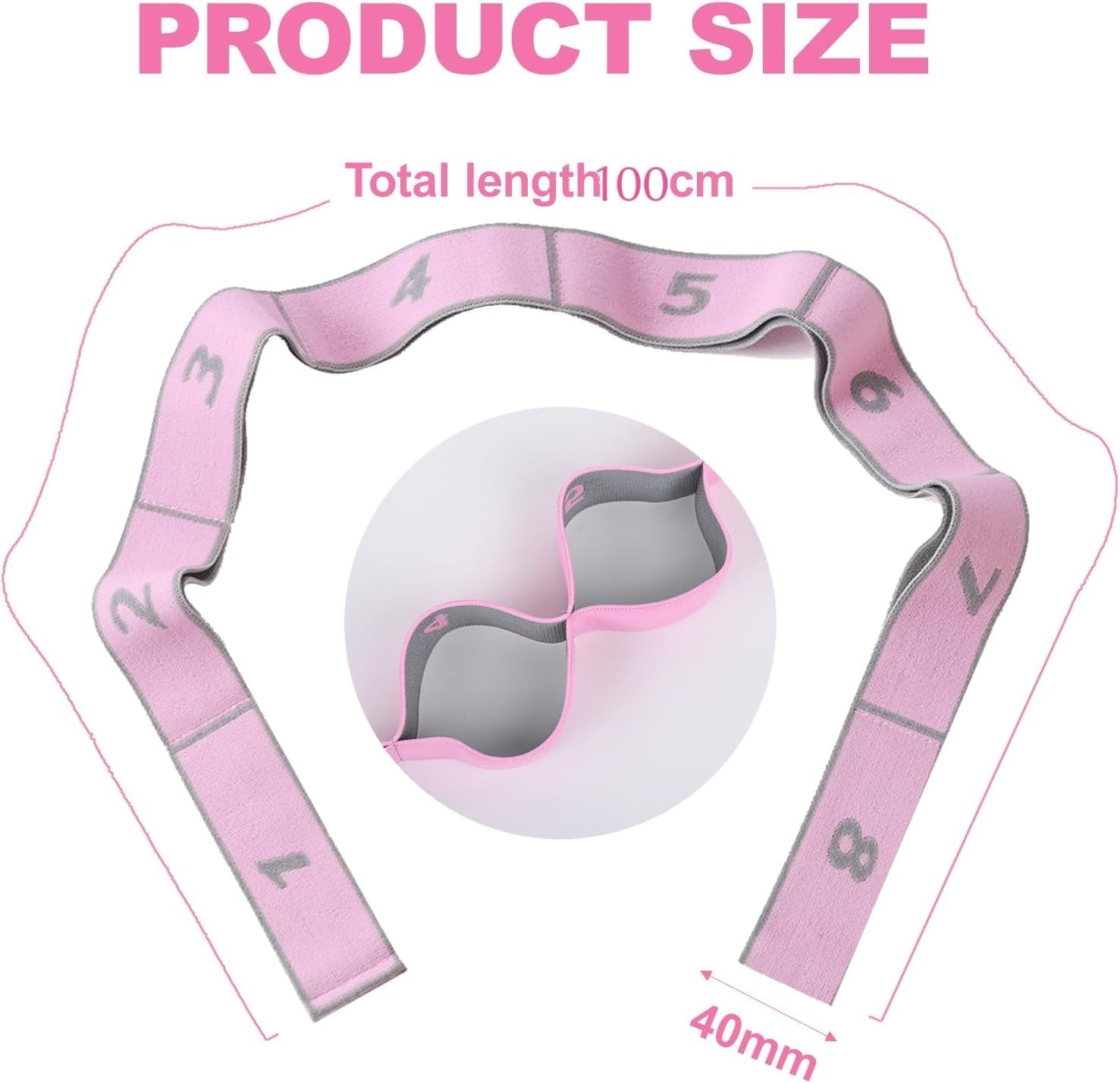 Multi-Loop Elastic Yoga Stretch Strap, 2Pcs Elastic Stretching Strap with Adjustable 10 Loops,Leg Exercise Equipment Stretching Strap with Loops