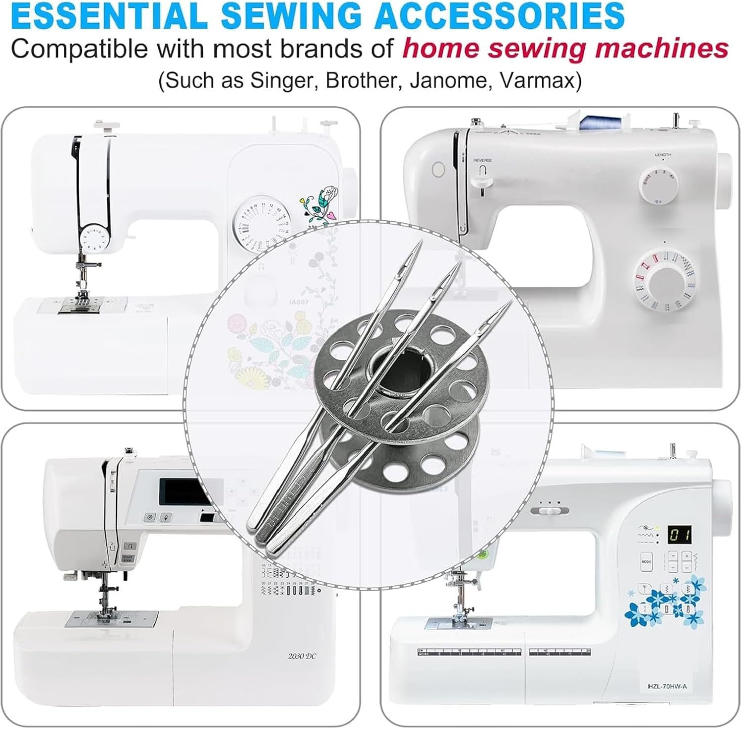 Universal Sewing Machine Needles 50Pcs HAX1(65/9, 75/11, 90/14, 100/16 and Heavy Duty 110/18) Ideal for Various Fabrics, Compatible with Singer, Brother, Janome and Most Home Sewing Machine Brands image number 5