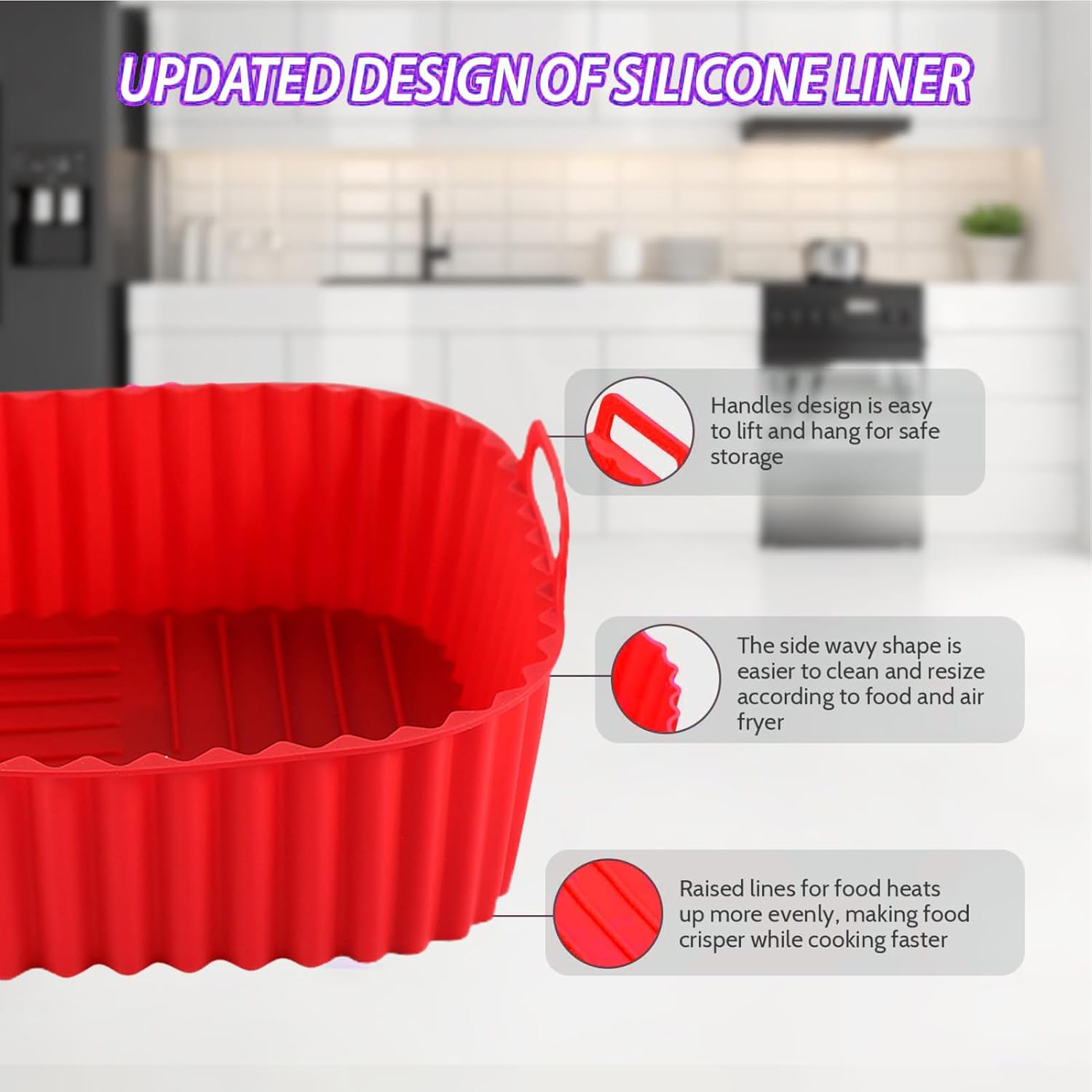 Reusable Air Fryer Liners | Square Air Fryer Basket - Kitchen Cookware Non-Stick Baking Tray for Cooking Grilling Roasting Indoor Outdoor Home Apartment Family Camping Cake image number 2