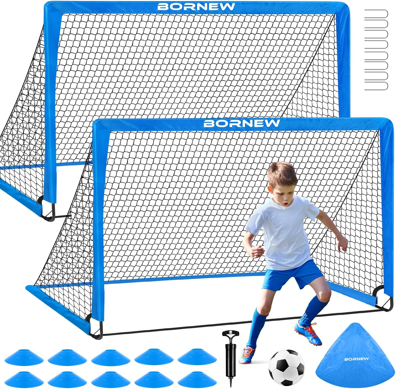 Kids Soccer Goal for Backyard Set - 2 Toddler Soccer Nets Training Equipment, Soccer Ball, Pop up Portable Soccer Set for Kids and Youth Games and Training Goals